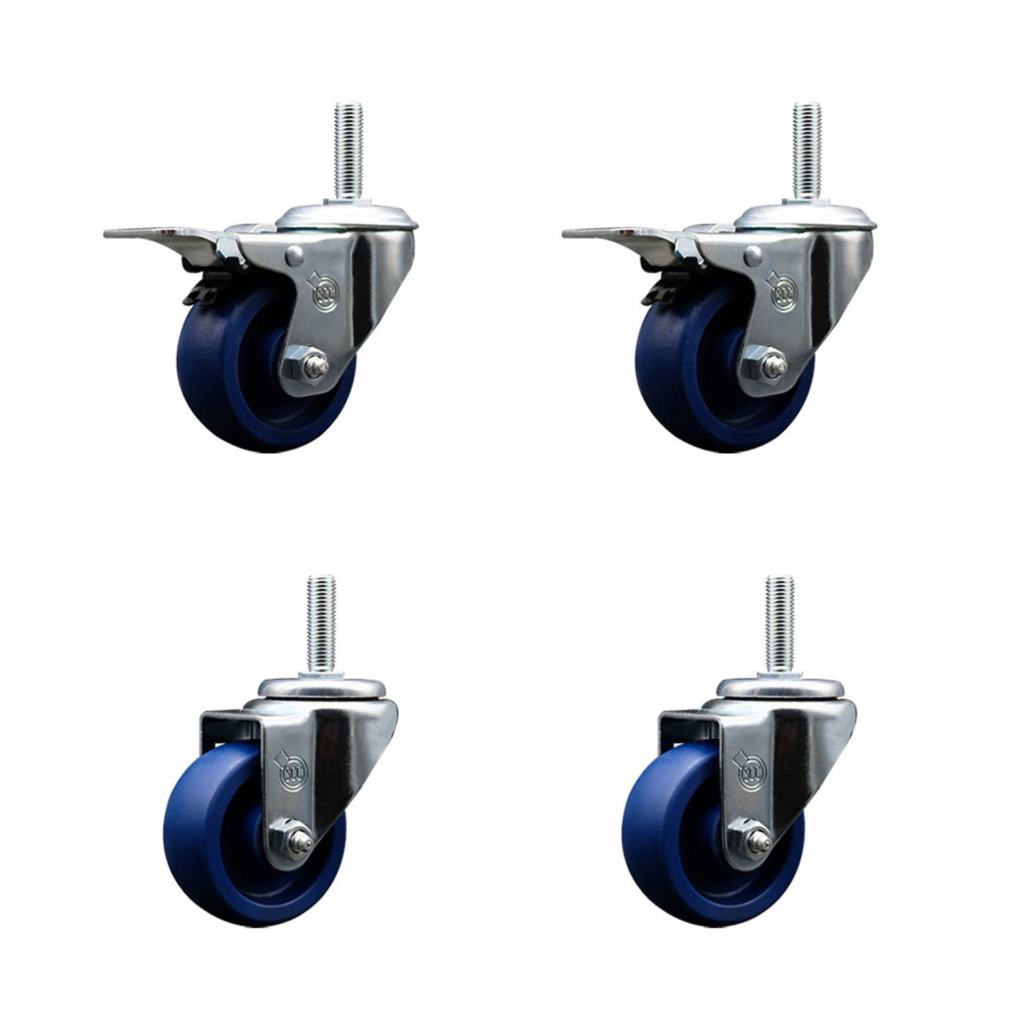 Service Caster, 3Inch x 1 1/4Inch Stem Casters, Wheel Diameter 3 in, Caster Type Swivel, Package (qty.) 4, Model SCC-TSTTL20S314-SPUS-34212-2-S-2