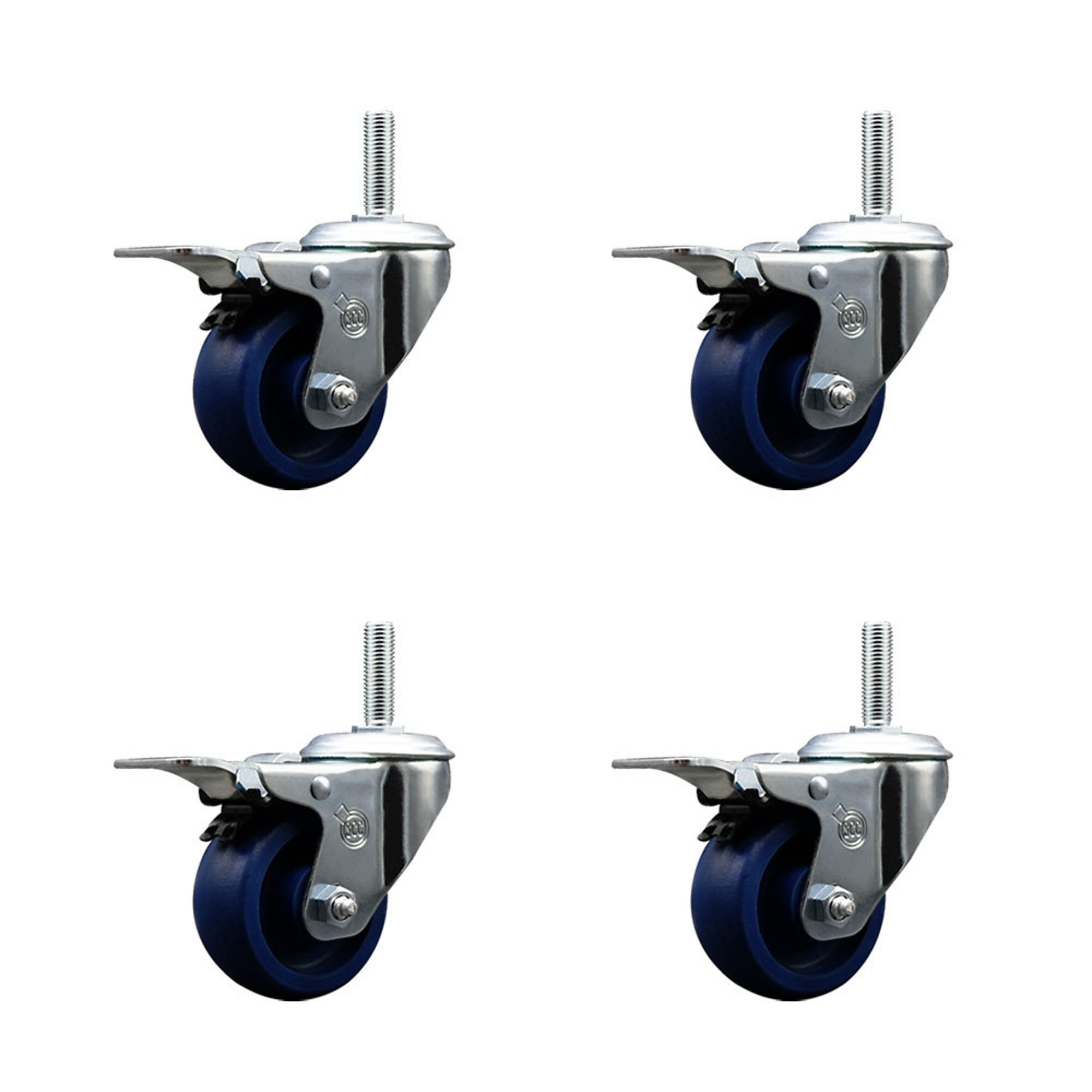 Service Caster, 3Inch x 1 1/4Inch Stem Casters, Wheel Diameter 3 in, Caster Type Swivel, Package (qty.) 4, Model SCC-TSTTL20S314-SPUS-34212-4