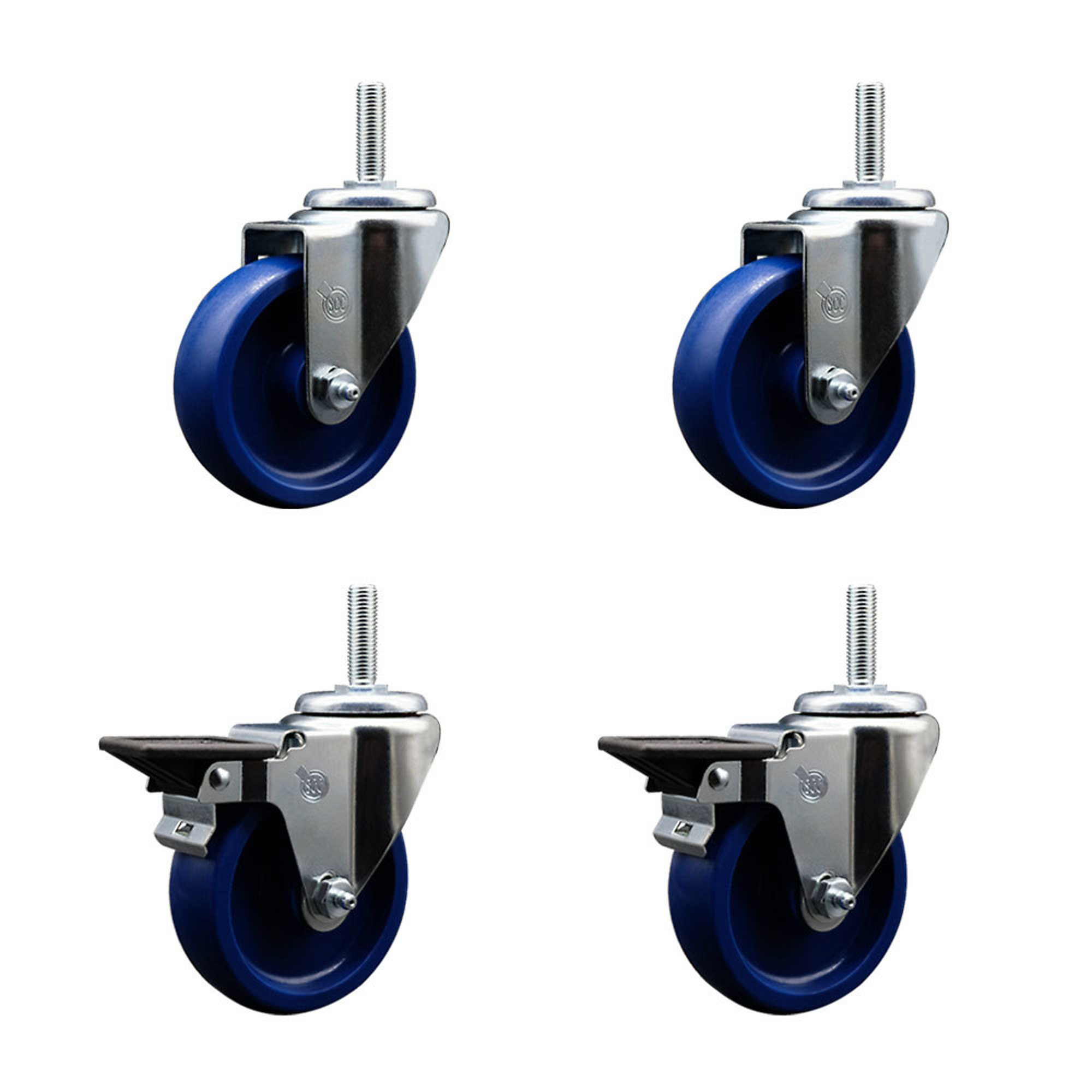 Service Caster, 4Inch x 1 1/4Inch Stem Casters, Wheel Diameter 4 in, Caster Type Swivel, Package (qty.) 4, Model SCC-TS20S414-SPUS-34212-2-PLB-2