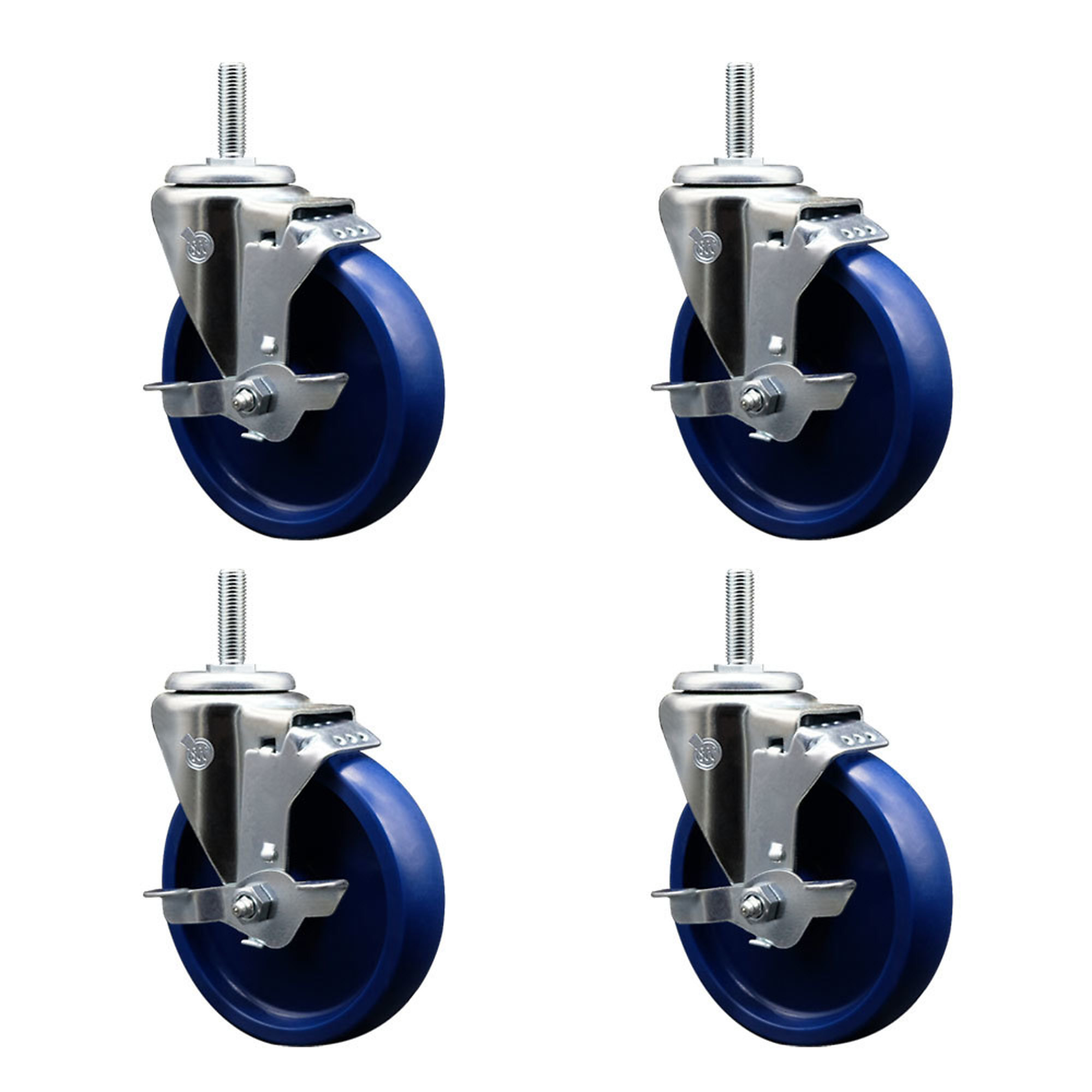 Service Caster, 5Inch x 1 1/4Inch Stem Casters, Wheel Diameter 5 in, Caster Type Swivel, Package (qty.) 4, Model SCC-TS20S514-SPUS-TLB-34212-4