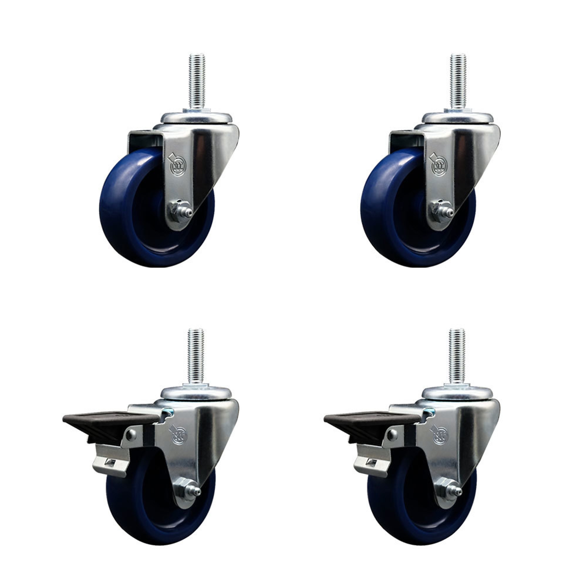 Service Caster, 3 1/2Inch x 1 1/4Inch Stem Casters, Wheel Diameter 3.5 in, Caster Type Swivel, Package (qty.) 4, Model SCC-TS20S3514-SPUS-34212-2-PLB-