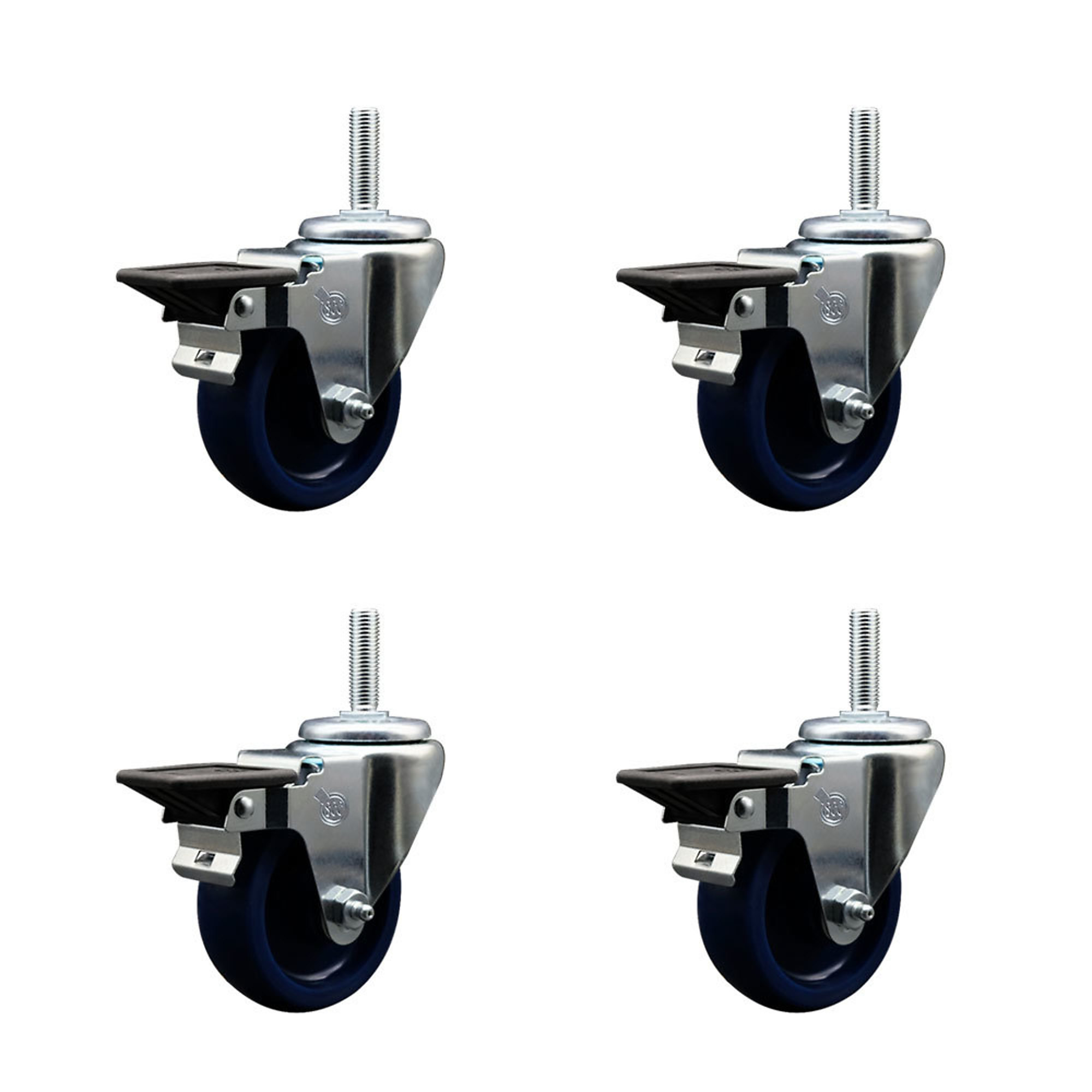 Service Caster, 3 1/2Inch x 1 1/4Inch Stem Casters, Wheel Diameter 3.5 in, Caster Type Swivel, Package (qty.) 4, Model SCC-TS20S3514-SPUS-PLB-34212-4