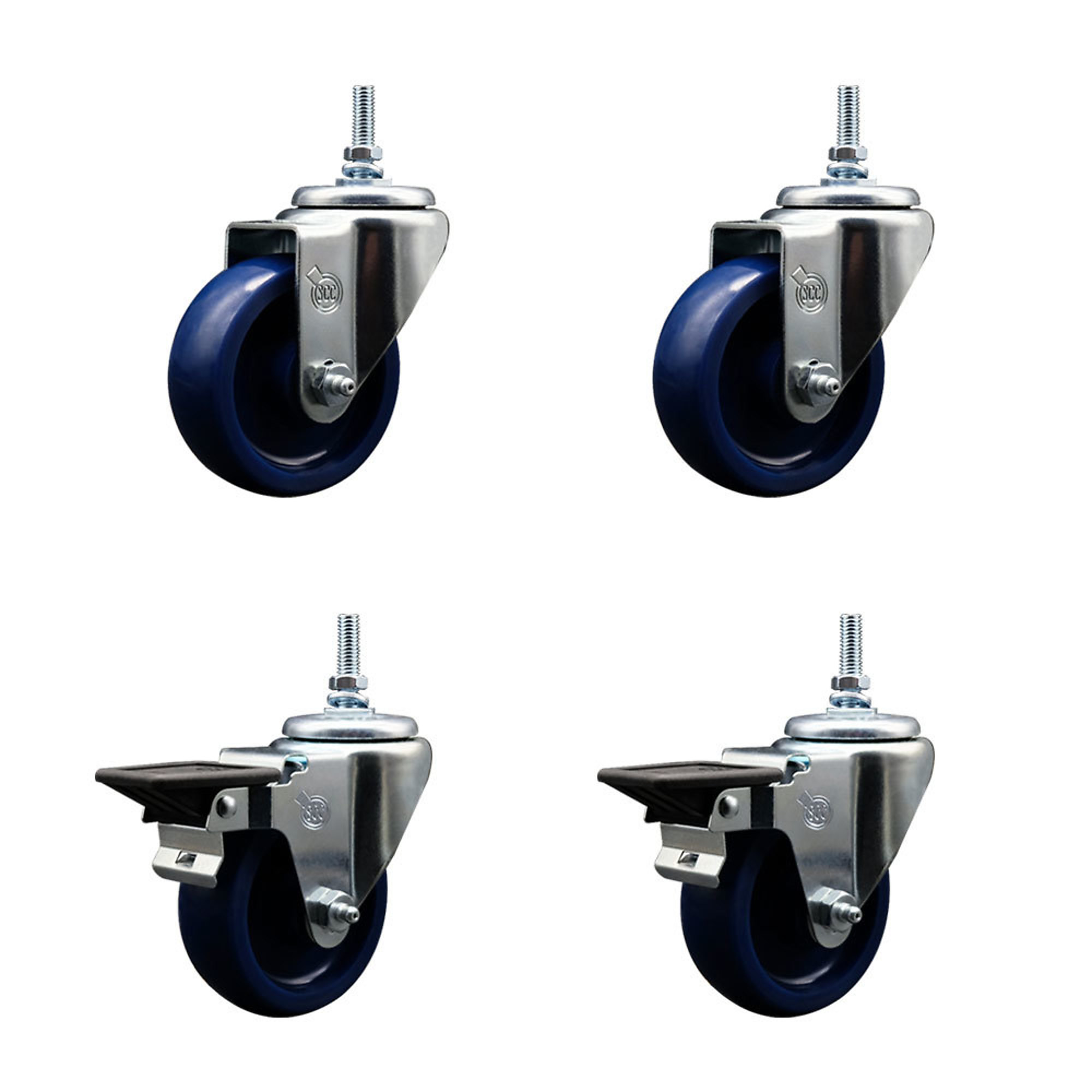 Service Caster, 3 1/2Inch x 1 1/4Inch Stem Casters, Wheel Diameter 3.5 in, Caster Type Swivel, Package (qty.) 4, Model SCC-TS20S3514-SPUS-381615-2-PLB