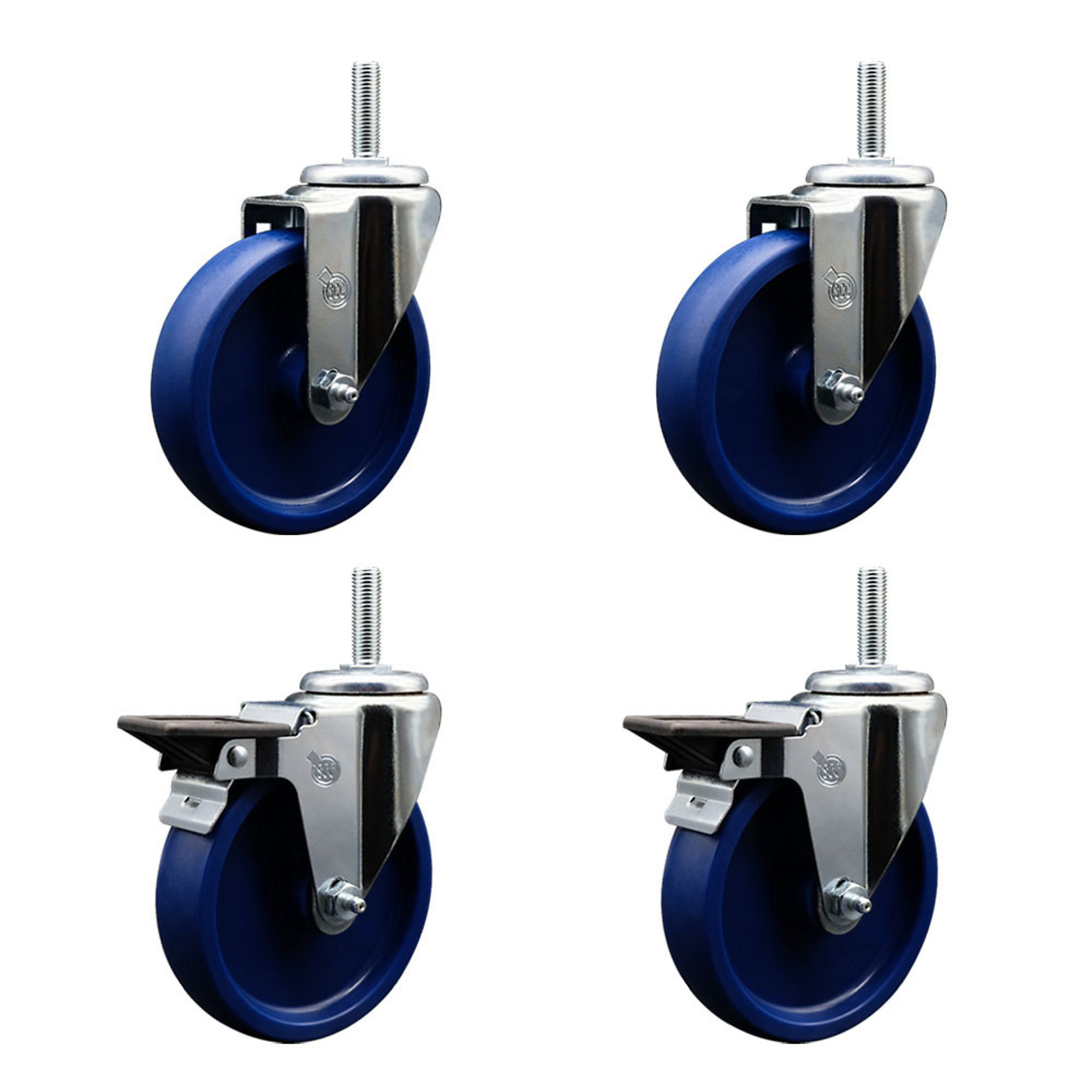 Service Caster, 5Inch x 1 1/4Inch Stem Casters, Wheel Diameter 5 in, Caster Type Swivel, Package (qty.) 4, Model SCC-TS20S514-SPUS-34212-2-PLB-2