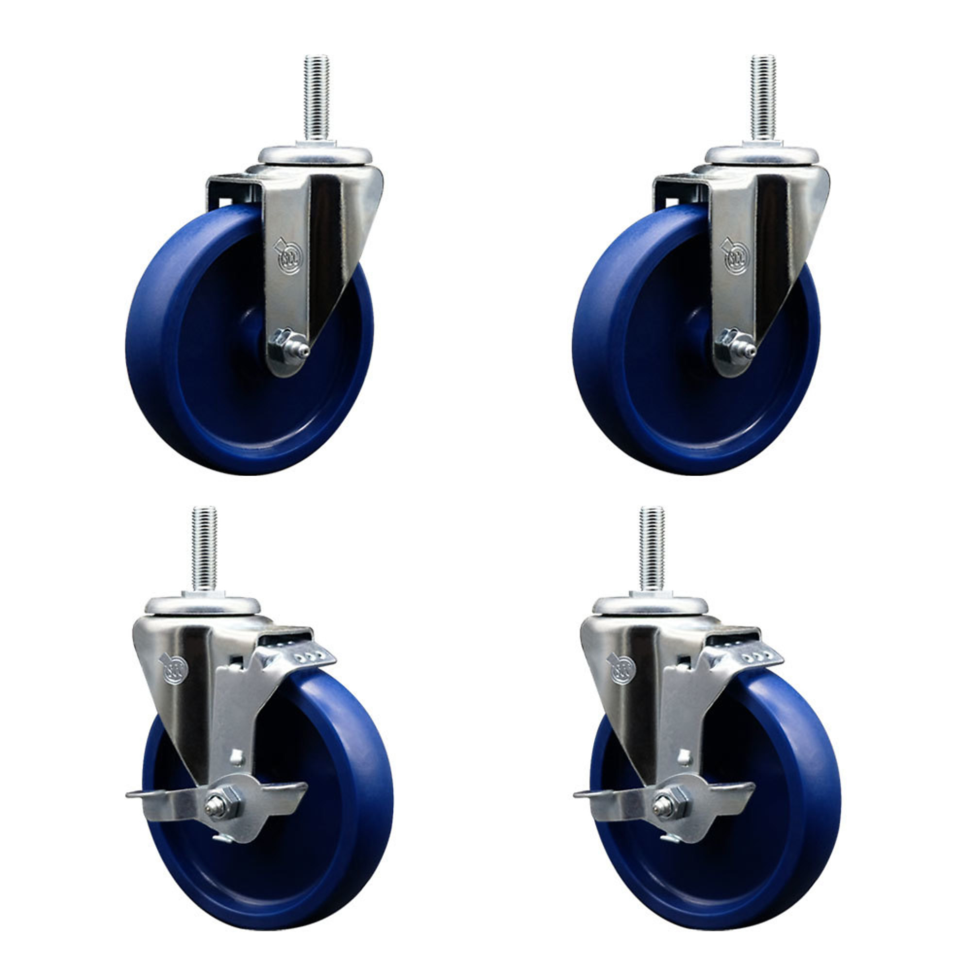 Service Caster, 5Inch x 1 1/4Inch Stem Casters, Wheel Diameter 5 in, Caster Type Swivel, Package (qty.) 4, Model SCC-TS20S514-SPUS-34212-2-TLB-2