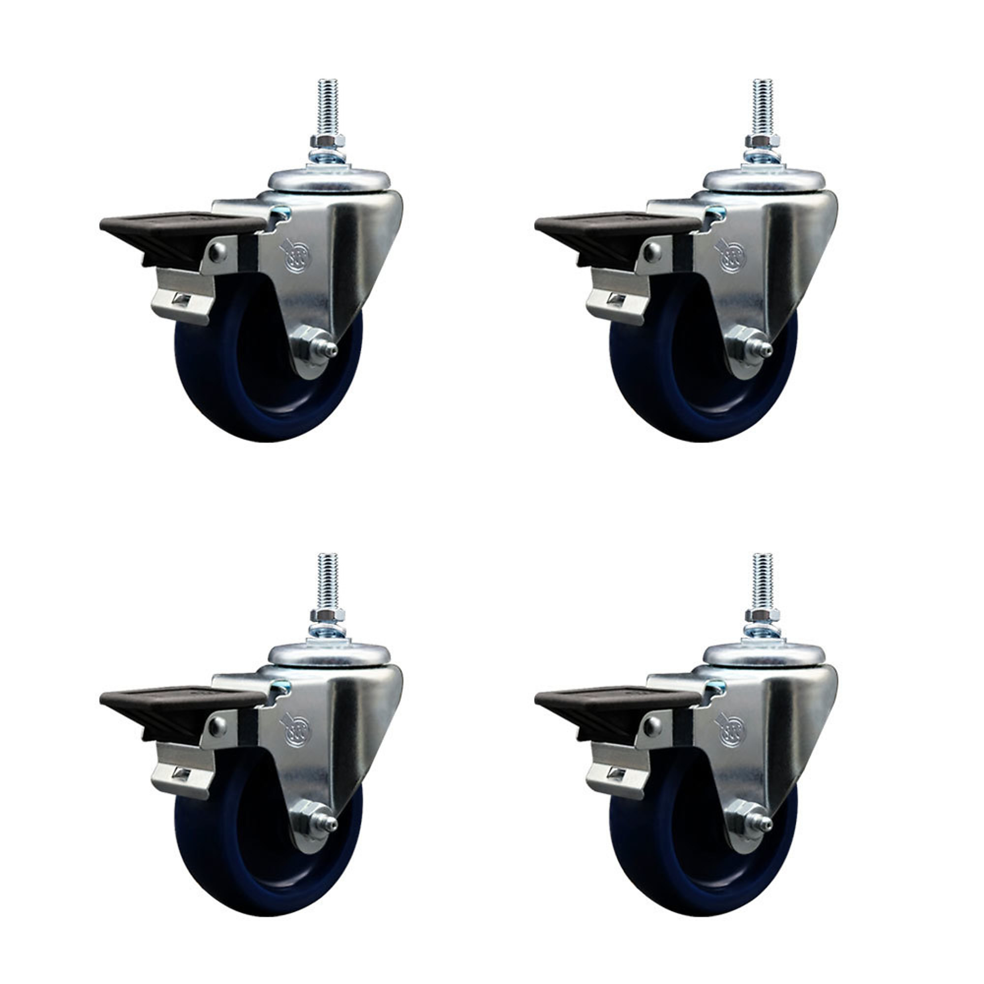 Service Caster, 3 1/2Inch x 1 1/4Inch Stem Casters, Wheel Diameter 3.5 in, Caster Type Swivel, Package (qty.) 4, Model SCC-TS20S3514-SPUS-PLB-381615-4