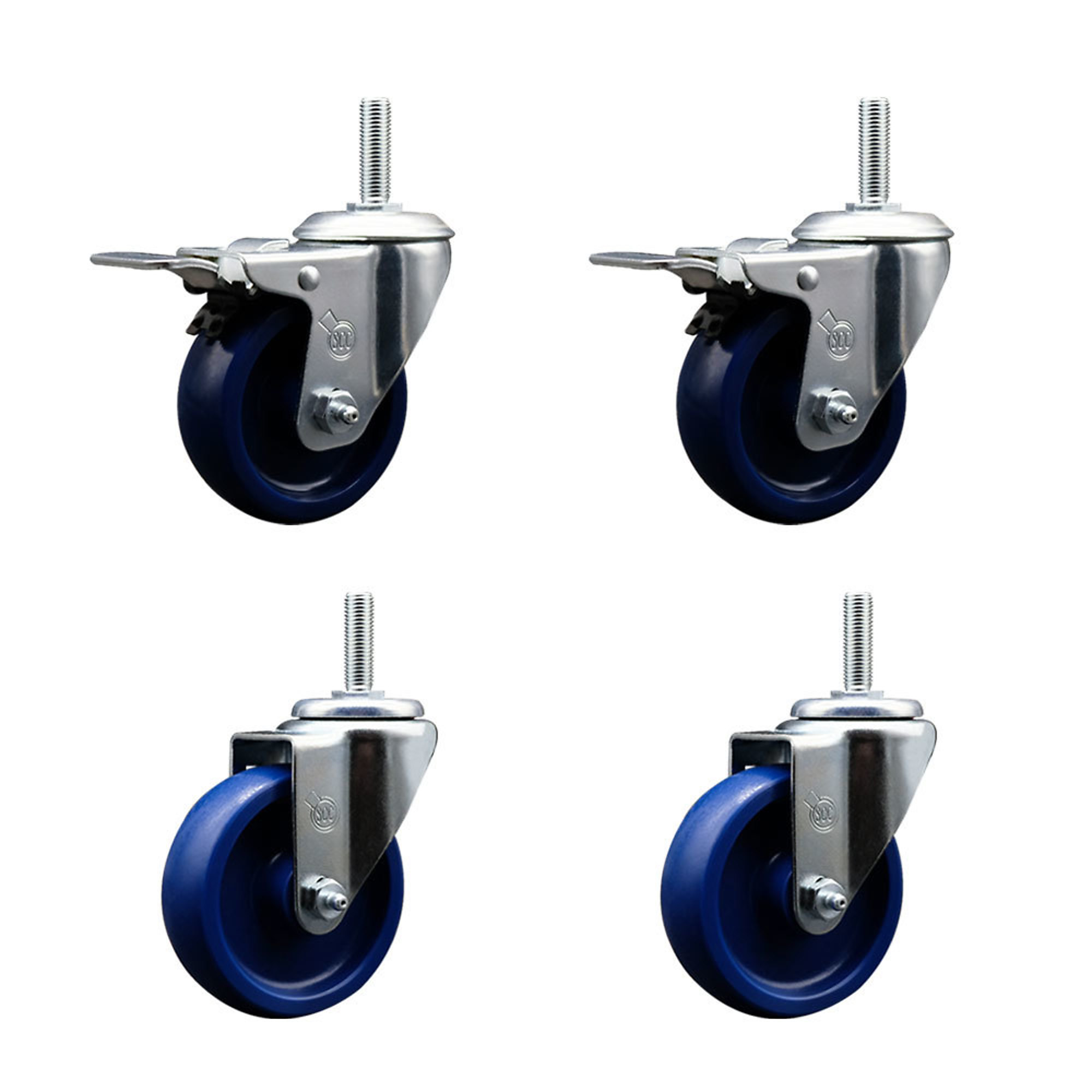 Service Caster, 4Inch x 1 1/4Inch Stem Casters, Wheel Diameter 4 in, Caster Type Swivel, Package (qty.) 4, Model SCC-TSTTL20S414-SPUS-58212-2-S-2