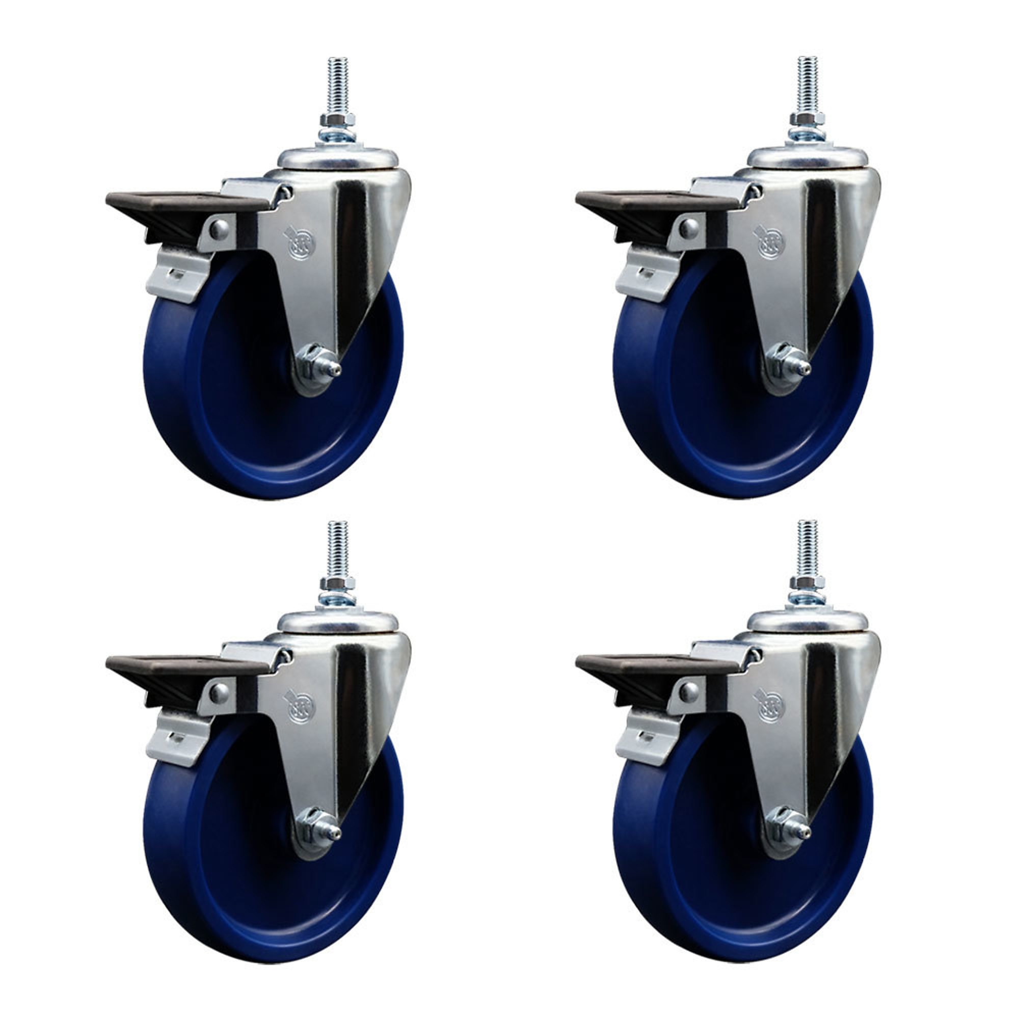 Service Caster, 5Inch x 1 1/4Inch Stem Casters, Wheel Diameter 5 in, Caster Type Swivel, Package (qty.) 4, Model SCC-TS20S514-SPUS-PLB-M1215-4