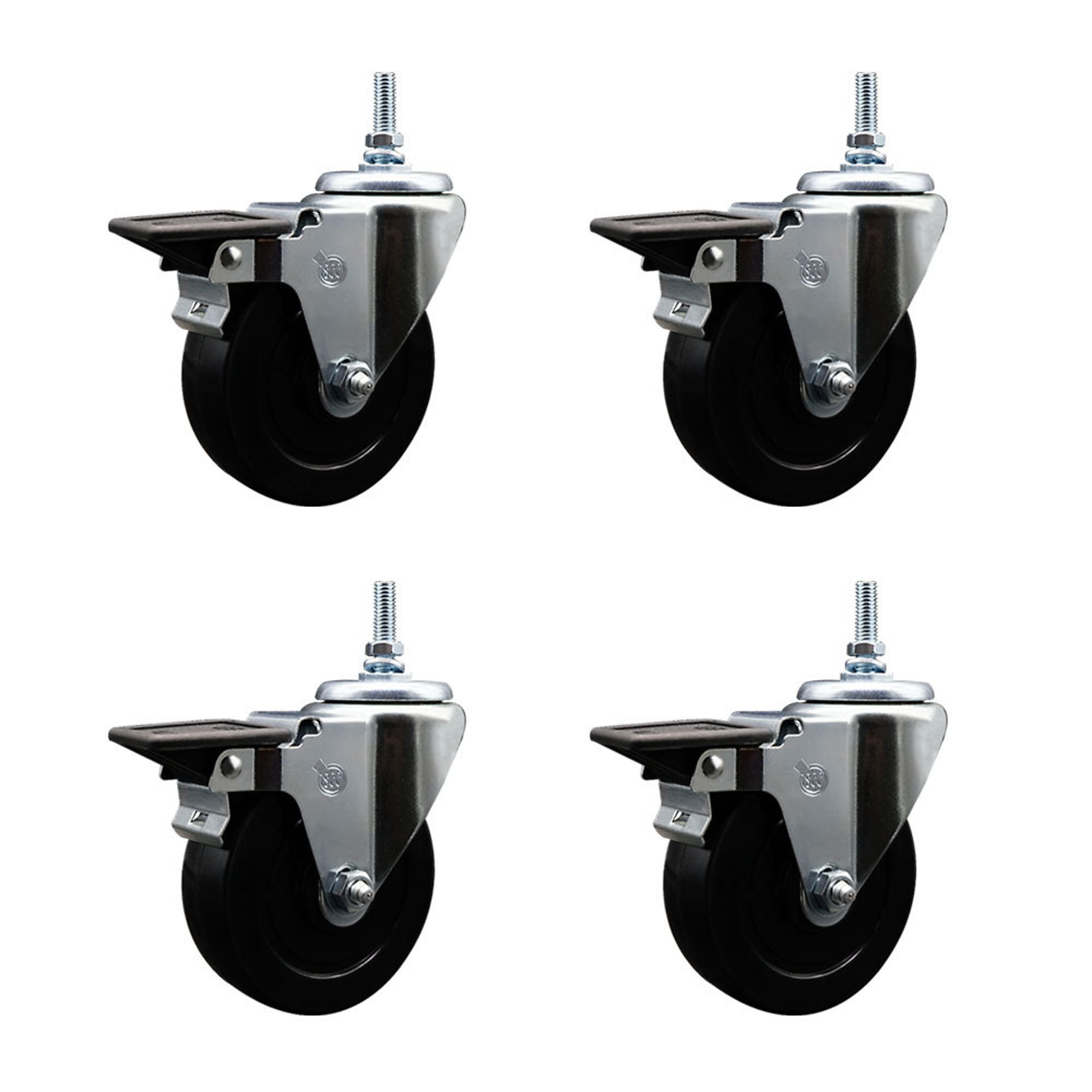 Service Caster, 4Inch x 1 1/4Inch Stem Casters, Wheel Diameter 4 in, Caster Type Swivel, Package (qty.) 4, Model SCC-TS20S414-SRS-PLB-381615-4