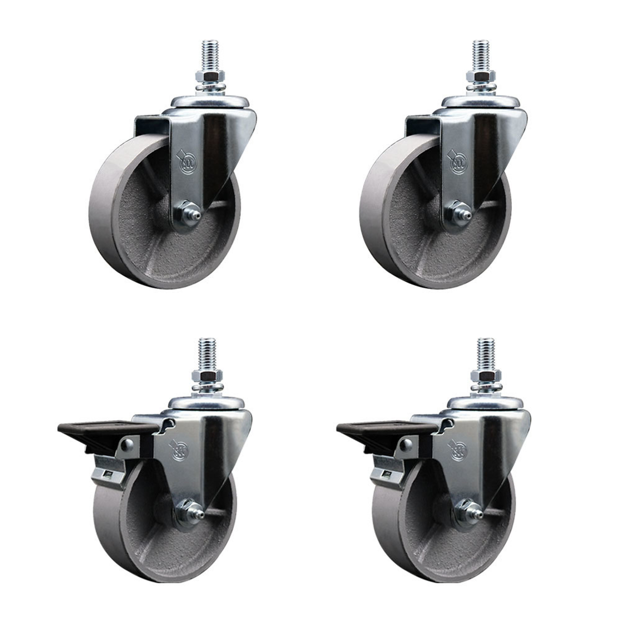 Service Caster, 4Inch x 1 1/2Inch Stem Casters, Wheel Diameter 4 in, Caster Type Swivel, Package (qty.) 4, Model SCC-TS20S415-SSR-121315-2-PLB-2