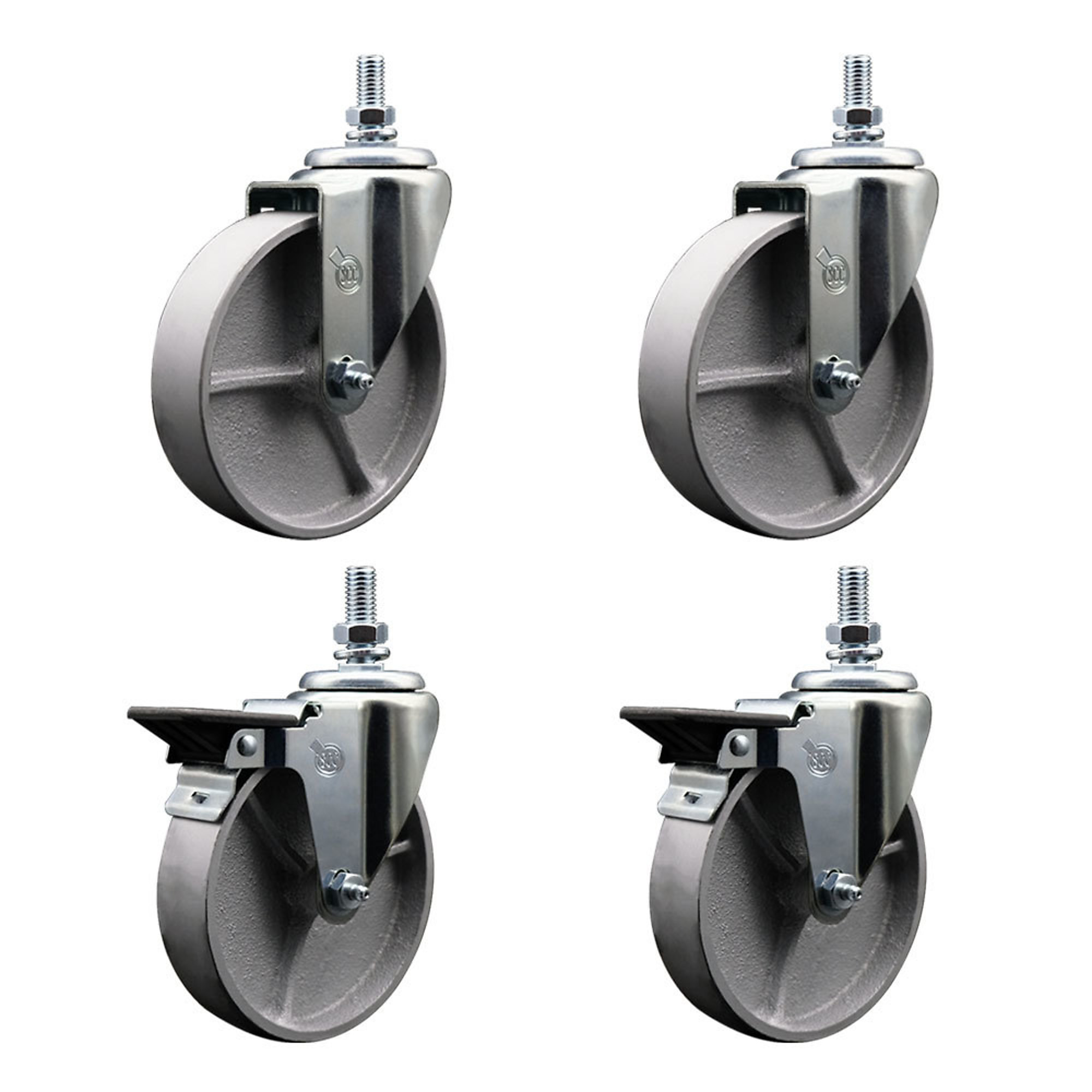 Service Caster, 5Inch x 1 1/2Inch Stem Casters, Wheel Diameter 5 in, Caster Type Swivel, Package (qty.) 4, Model SCC-TS20S515-SSR-121315-2-PLB-2