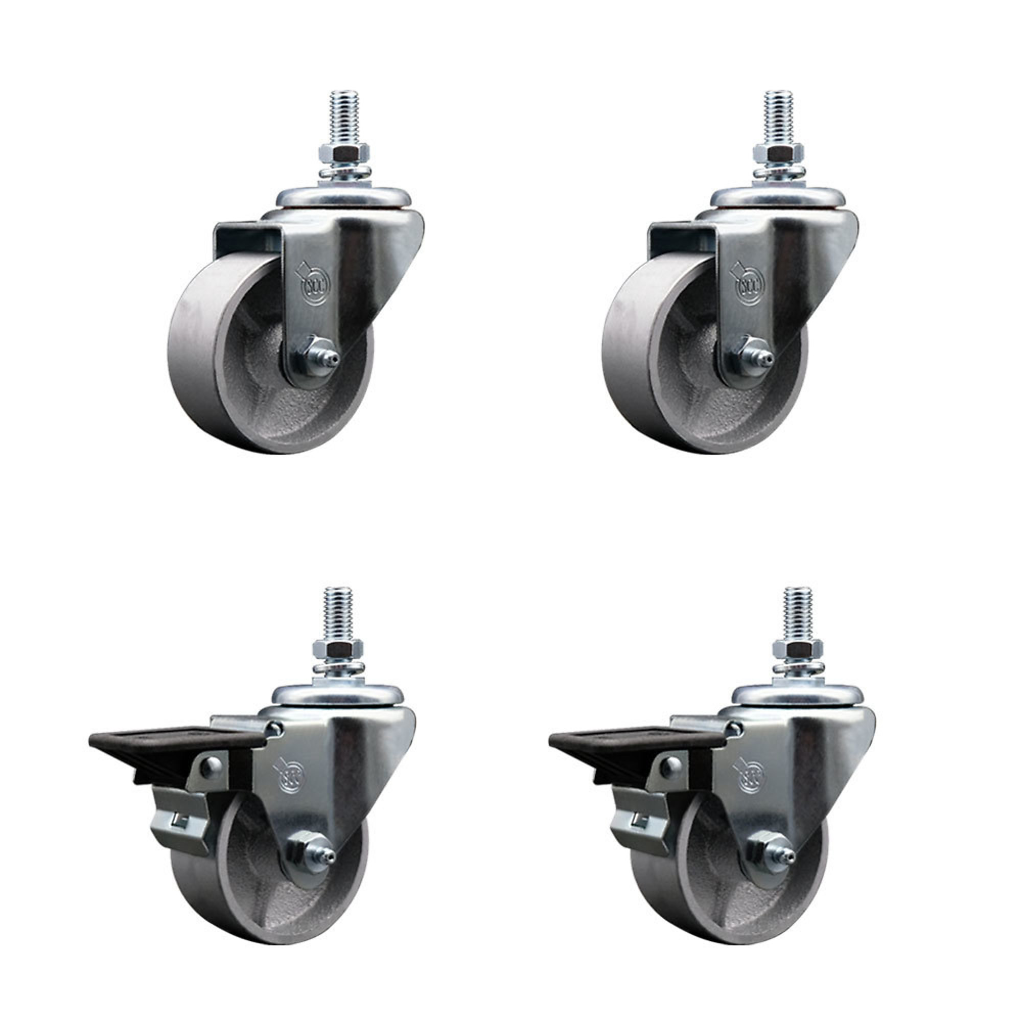 Service Caster, 3Inch x 1 1/2Inch Stem Casters, Wheel Diameter 3 in, Caster Type Swivel, Package (qty.) 4, Model SCC-TS20S315-SSR-121315-2-PLB-2