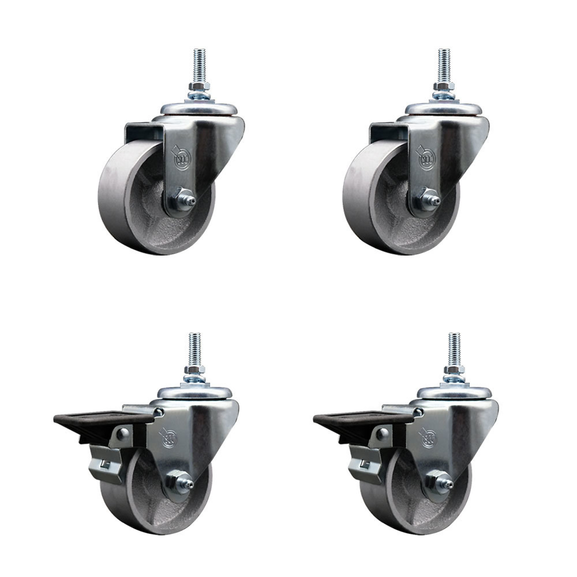 Service Caster, 3Inch x 1 1/2Inch Stem Casters, Wheel Diameter 3 in, Caster Type Swivel, Package (qty.) 4, Model SCC-TS20S315-SSR-381615-2-PLB-2