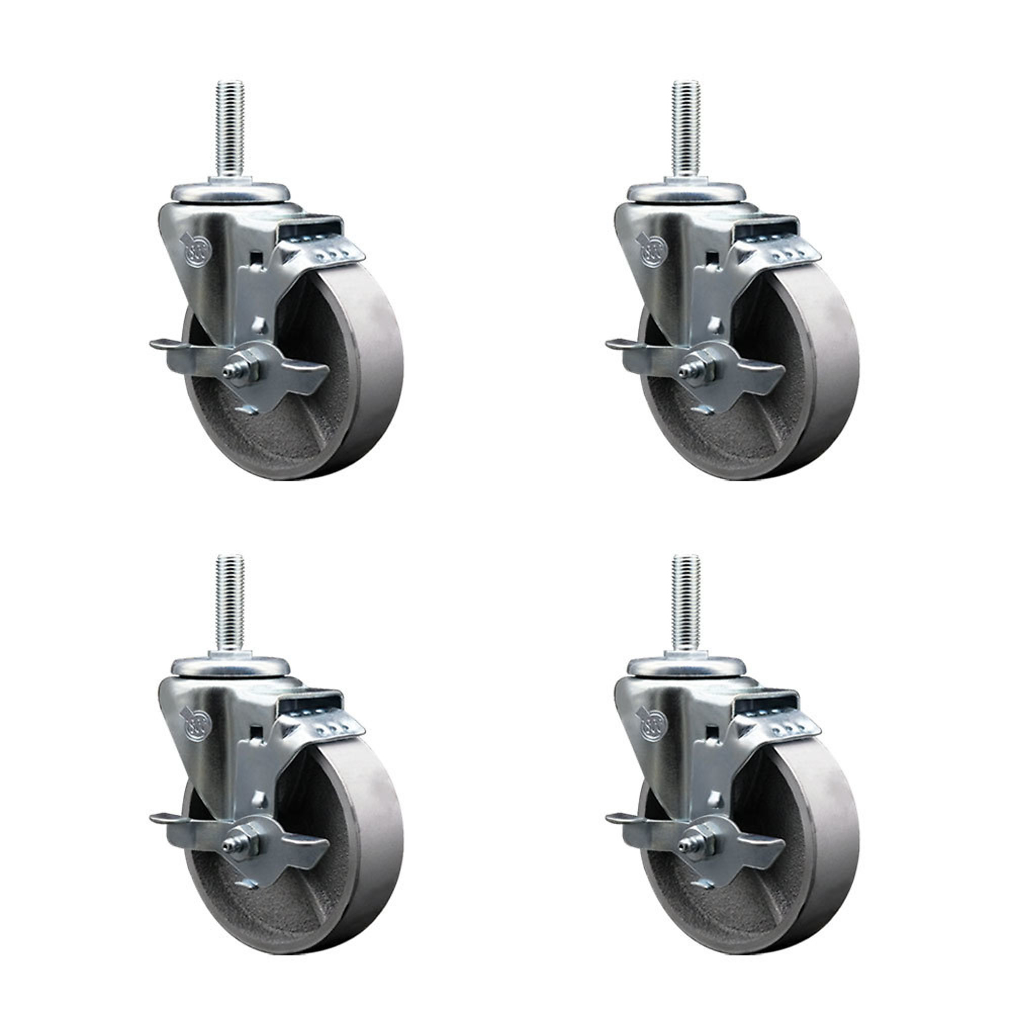 Service Caster, 4Inch x 1 1/2Inch Stem Casters, Wheel Diameter 4 in, Caster Type Swivel, Package (qty.) 4, Model SCC-TS20S415-SSR-TLB-34212-4