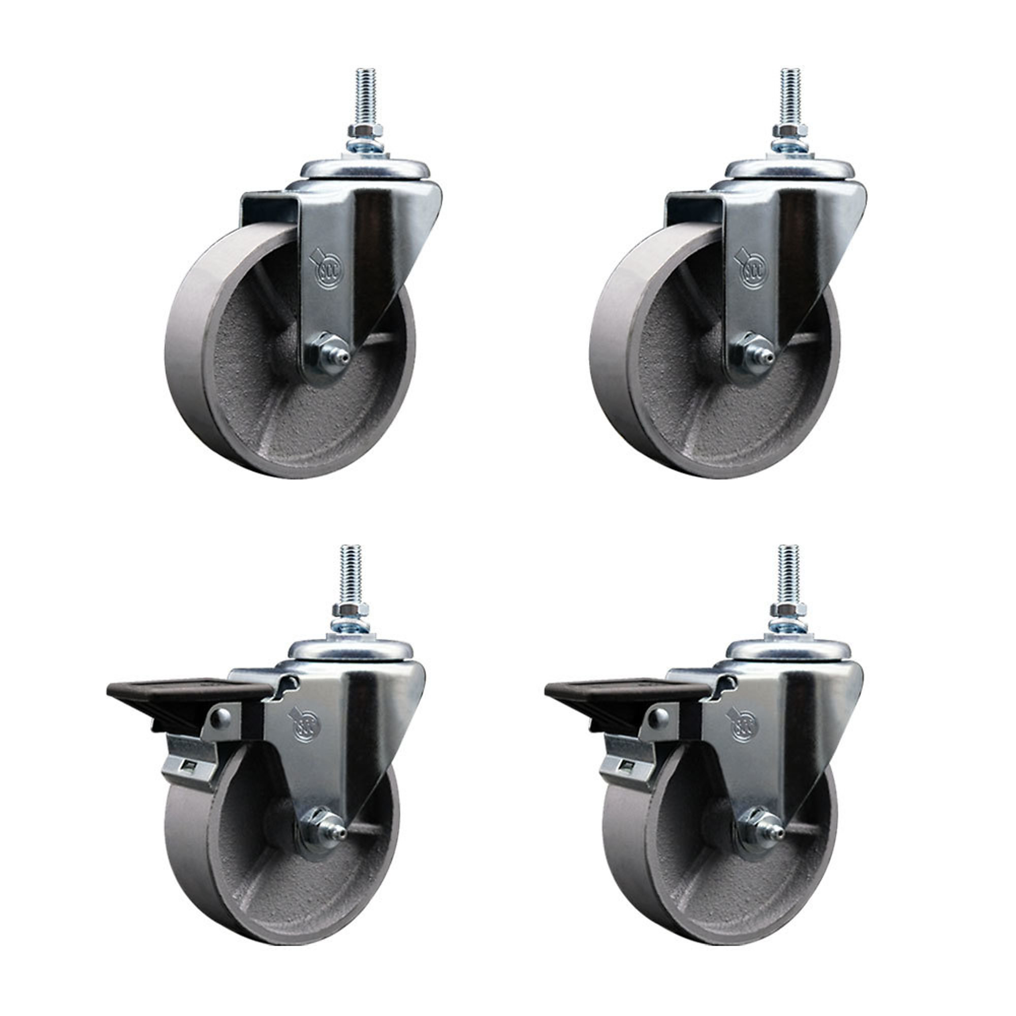 Service Caster, 4Inch x 1 1/2Inch Stem Casters, Wheel Diameter 4 in, Caster Type Swivel, Package (qty.) 4, Model SCC-TS20S415-SSR-381615-2-PLB-2