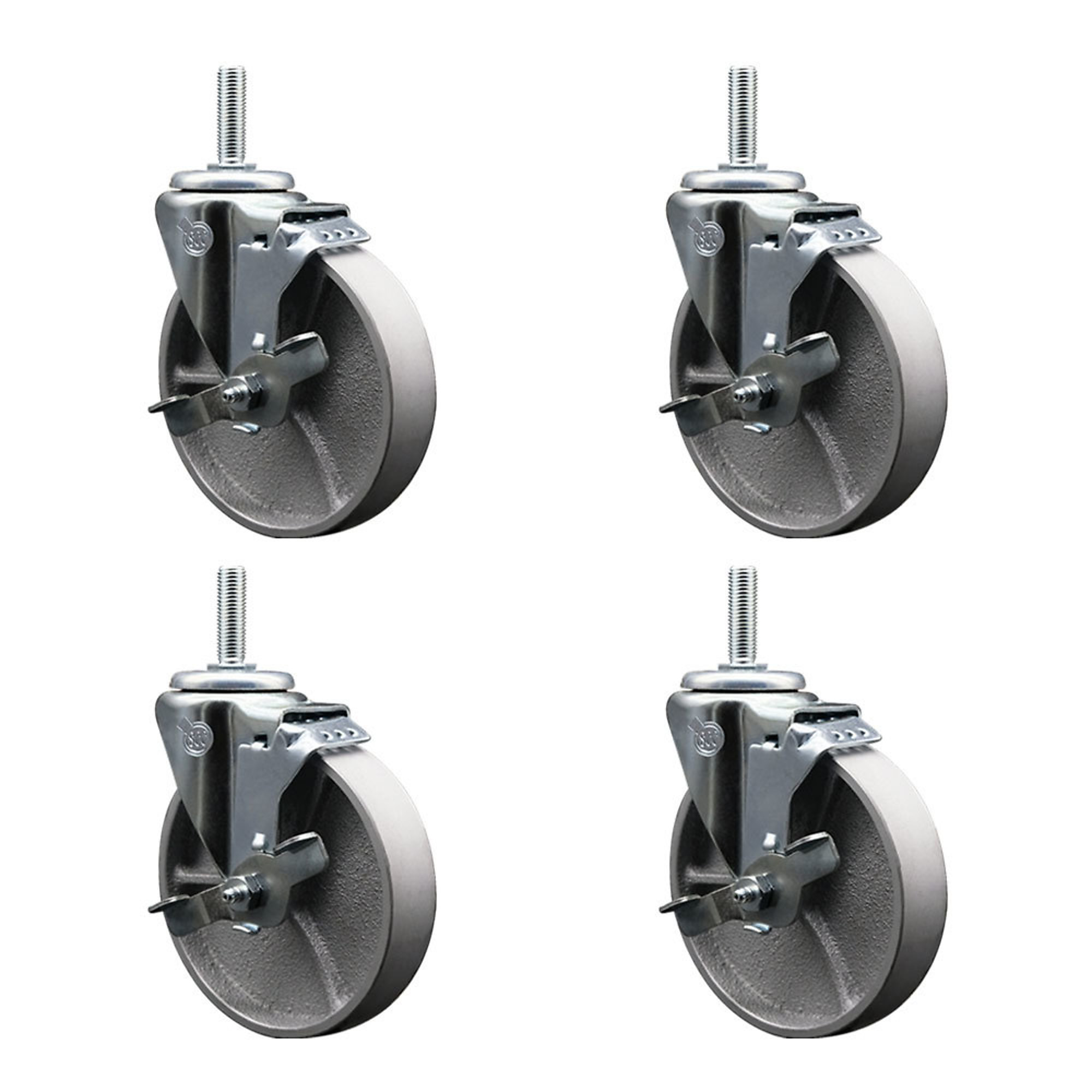 Service Caster, 5Inch x 1 1/2Inch Stem Casters, Wheel Diameter 5 in, Caster Type Swivel, Package (qty.) 4, Model SCC-TS20S515-SSR-TLB-34212-4