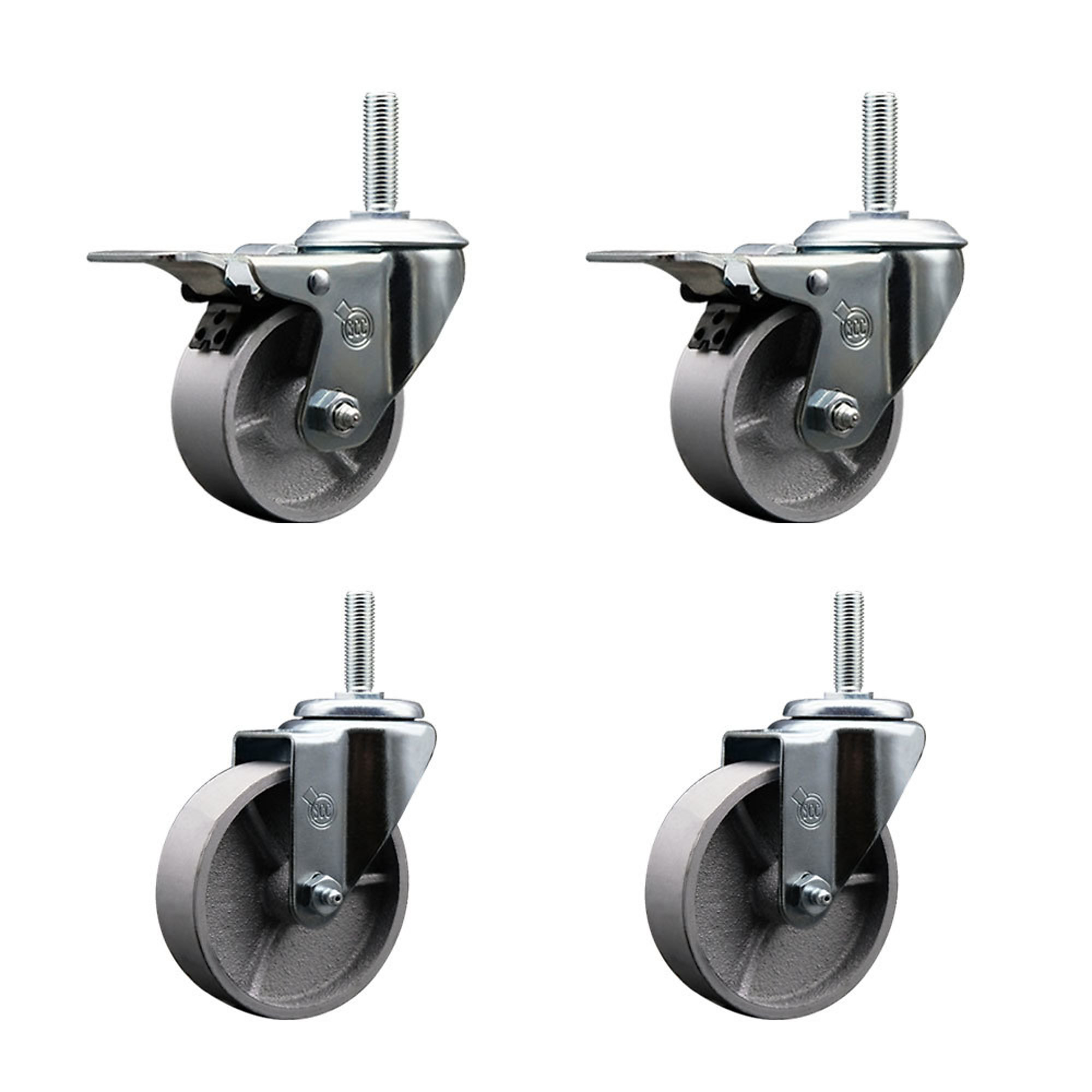 Service Caster, 4Inch x 1 1/2Inch Stem Casters, Wheel Diameter 4 in, Caster Type Swivel, Package (qty.) 4, Model SCC-TSTTL20S415-SSR-34212-2-S-2