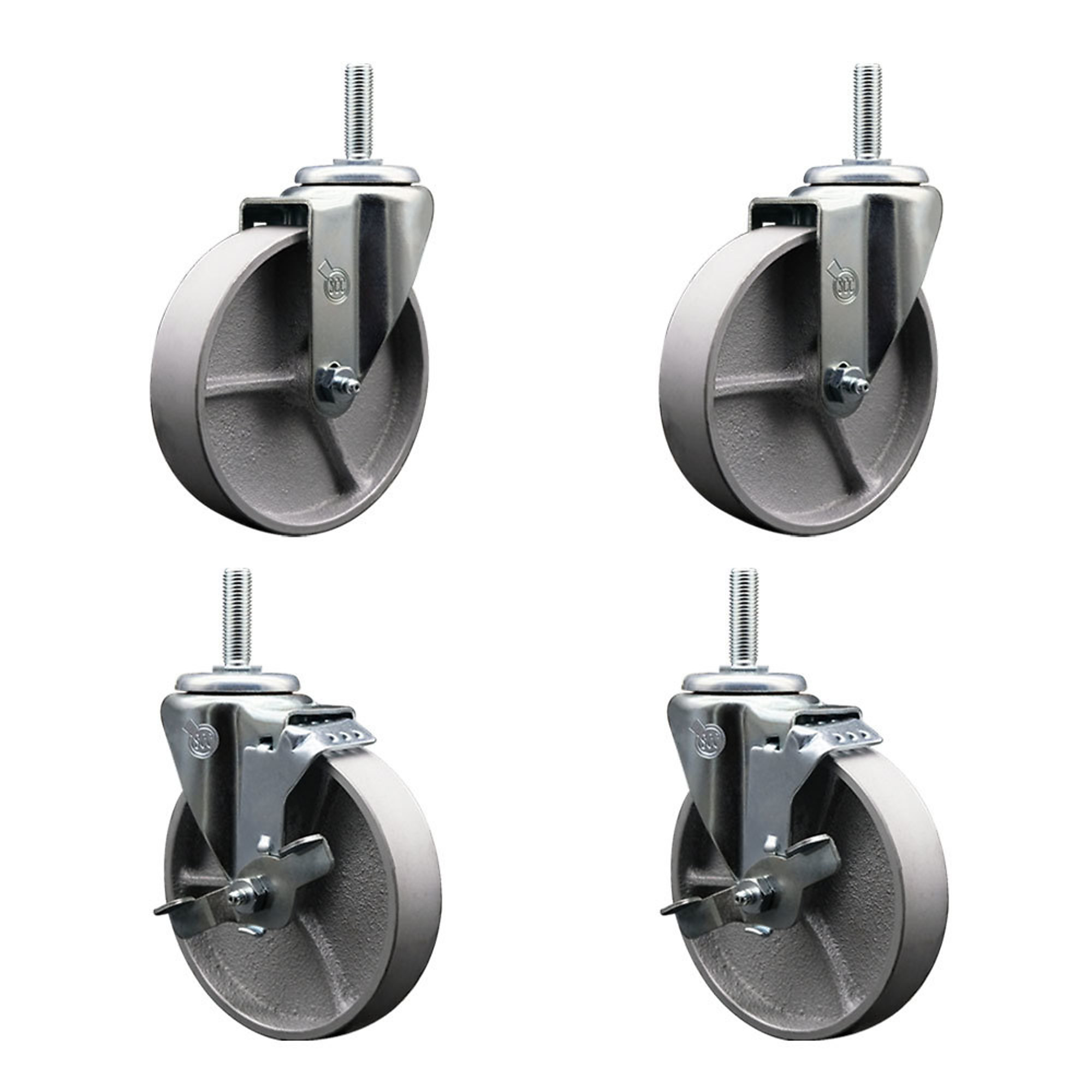 Service Caster, 5Inch x 1 1/2Inch Stem Casters, Wheel Diameter 5 in, Caster Type Swivel, Package (qty.) 4, Model SCC-TS20S515-SSR-34212-2-TLB-2