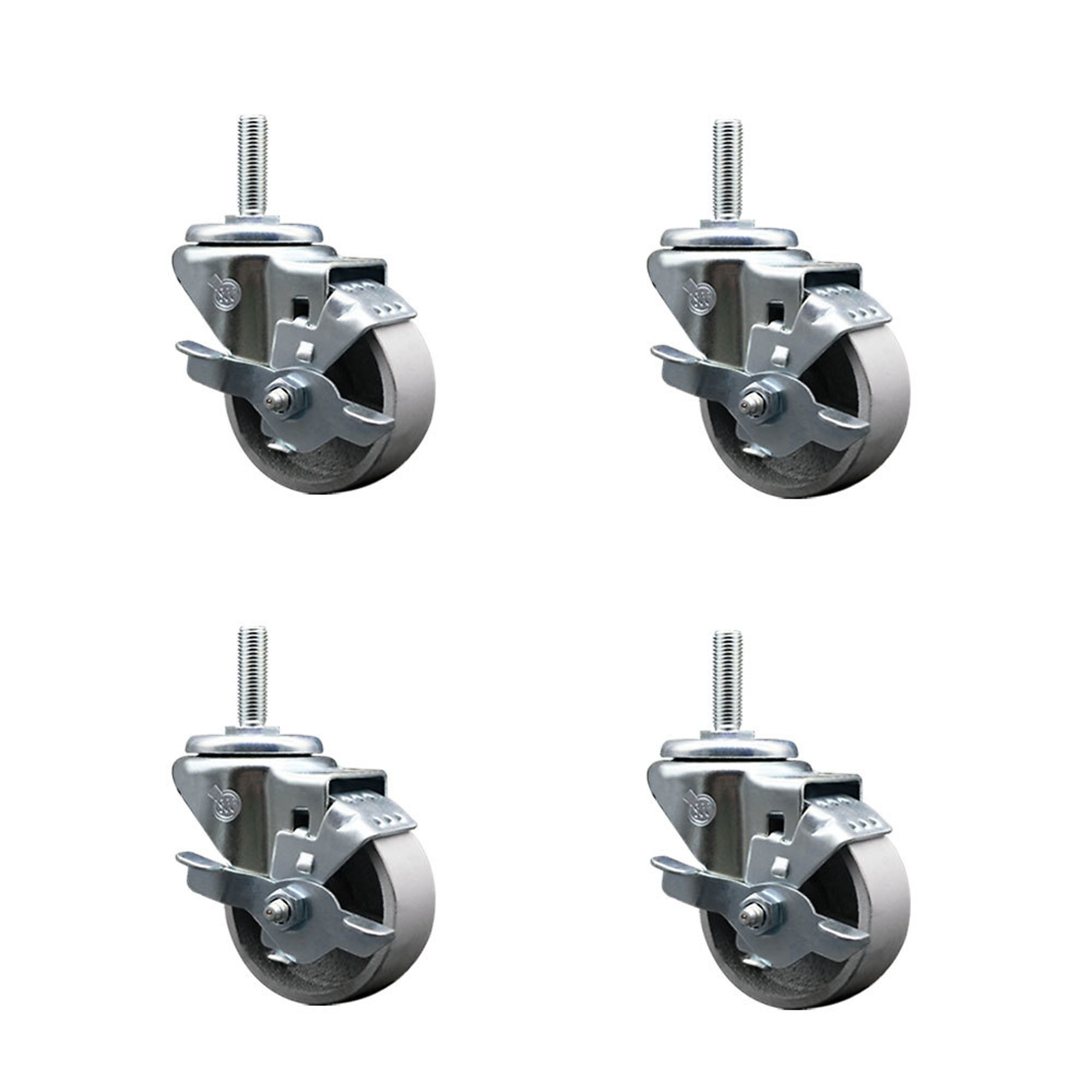 Service Caster, 3Inch x 1 1/2Inch Stem Casters, Wheel Diameter 3 in, Caster Type Swivel, Package (qty.) 4, Model SCC-TS20S315-SSR-TLB-34212-4