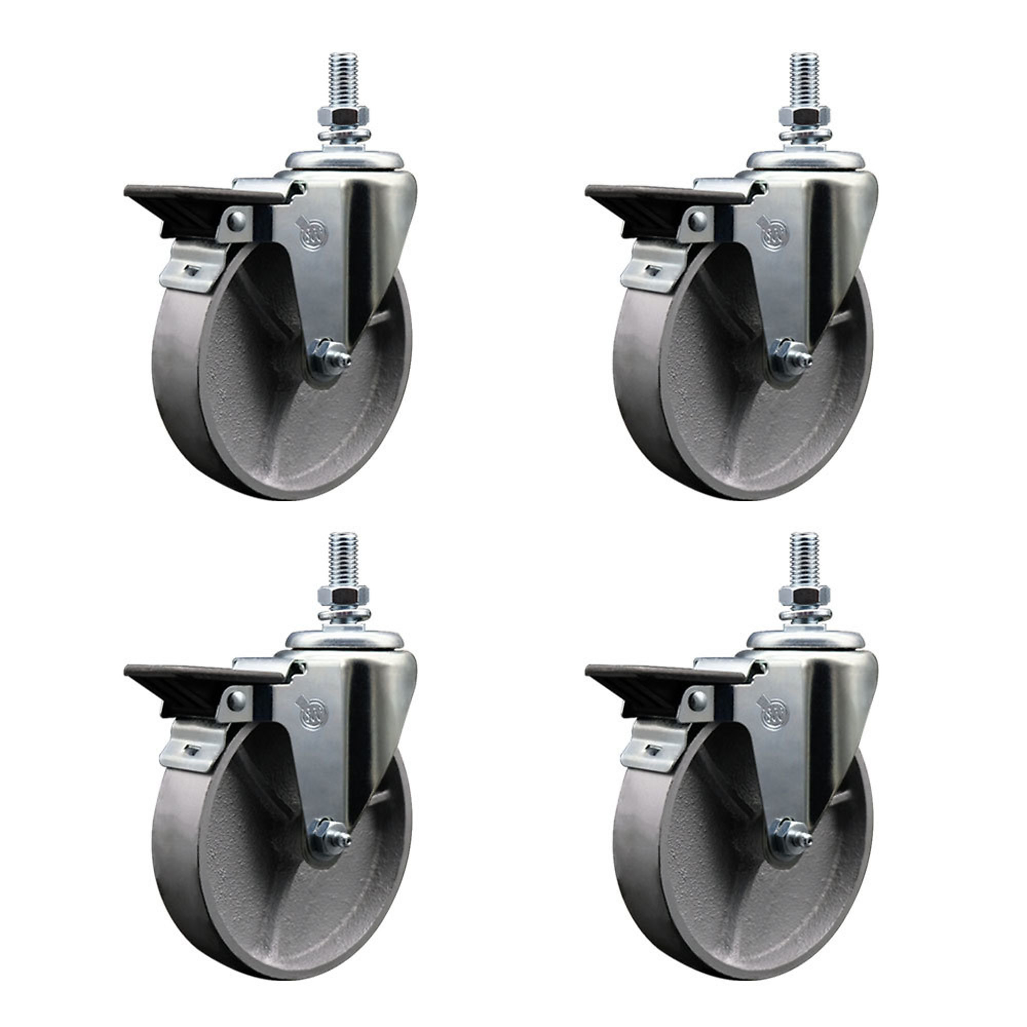 Service Caster, 5Inch x 1 1/2Inch Stem Casters, Wheel Diameter 5 in, Caster Type Swivel, Package (qty.) 4, Model SCC-TS20S515-SSR-PLB-M1015-4