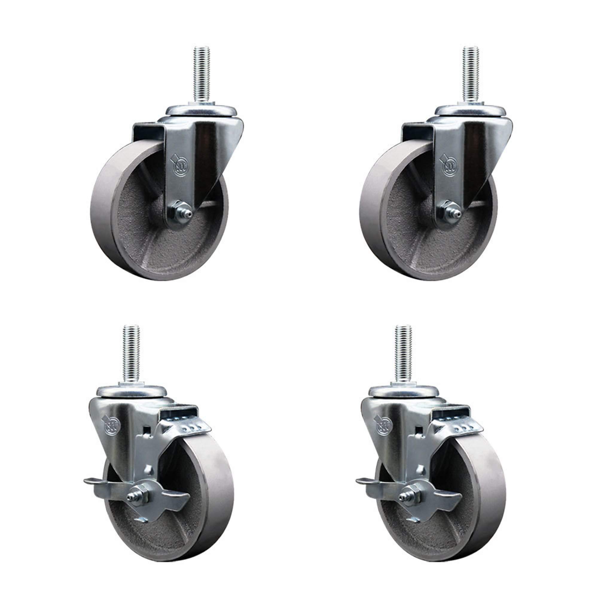 Service Caster, 4Inch x 1 1/4Inch Stem Casters, Wheel Diameter 4 in, Caster Type Swivel, Package (qty.) 4, Model SCC-TS20S414-SSS-34212-2-TLB-2