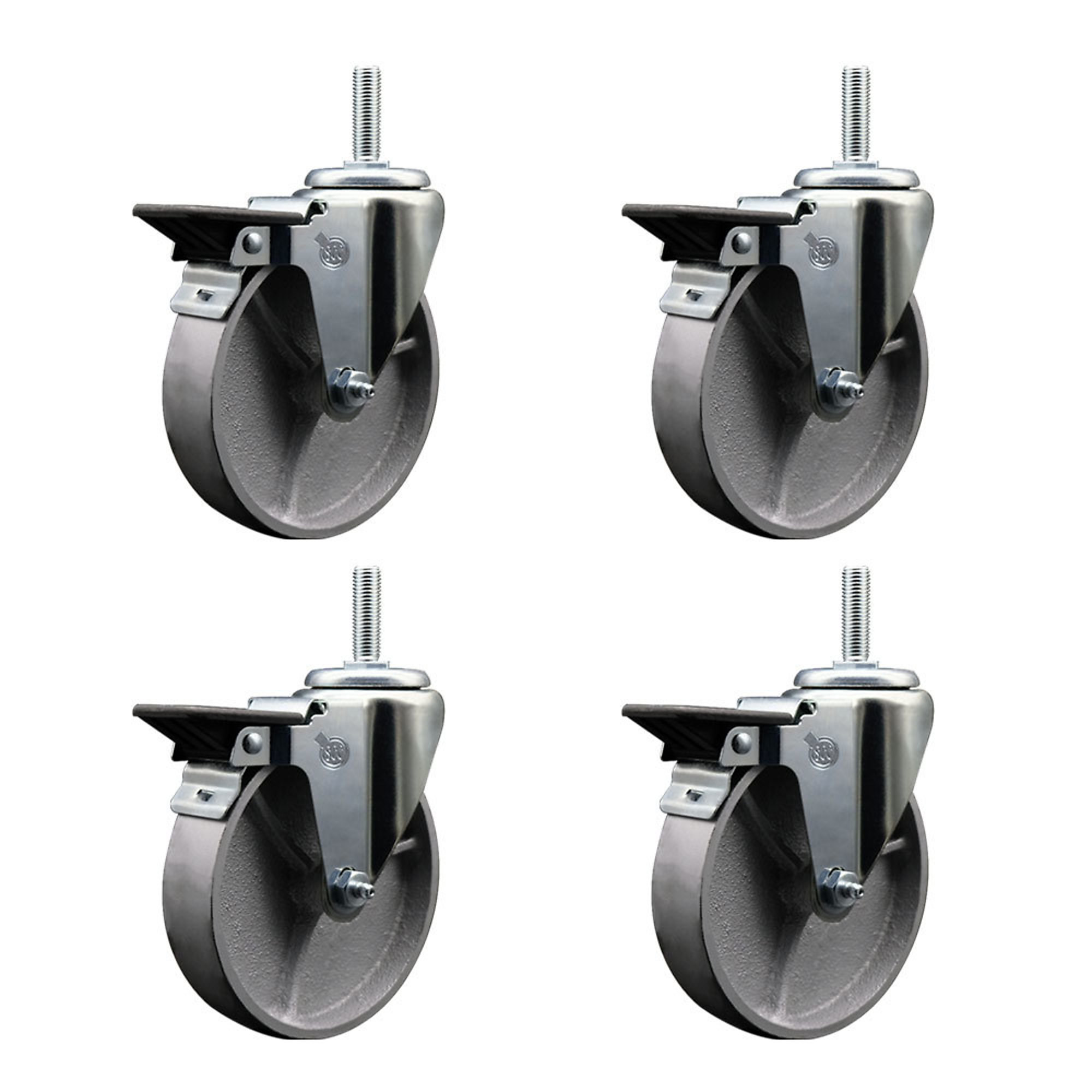 Service Caster, 5Inch x 1 1/4Inch Stem Casters, Wheel Diameter 5 in, Caster Type Swivel, Package (qty.) 4, Model SCC-TS20S514-SSS-PLB-58212-4