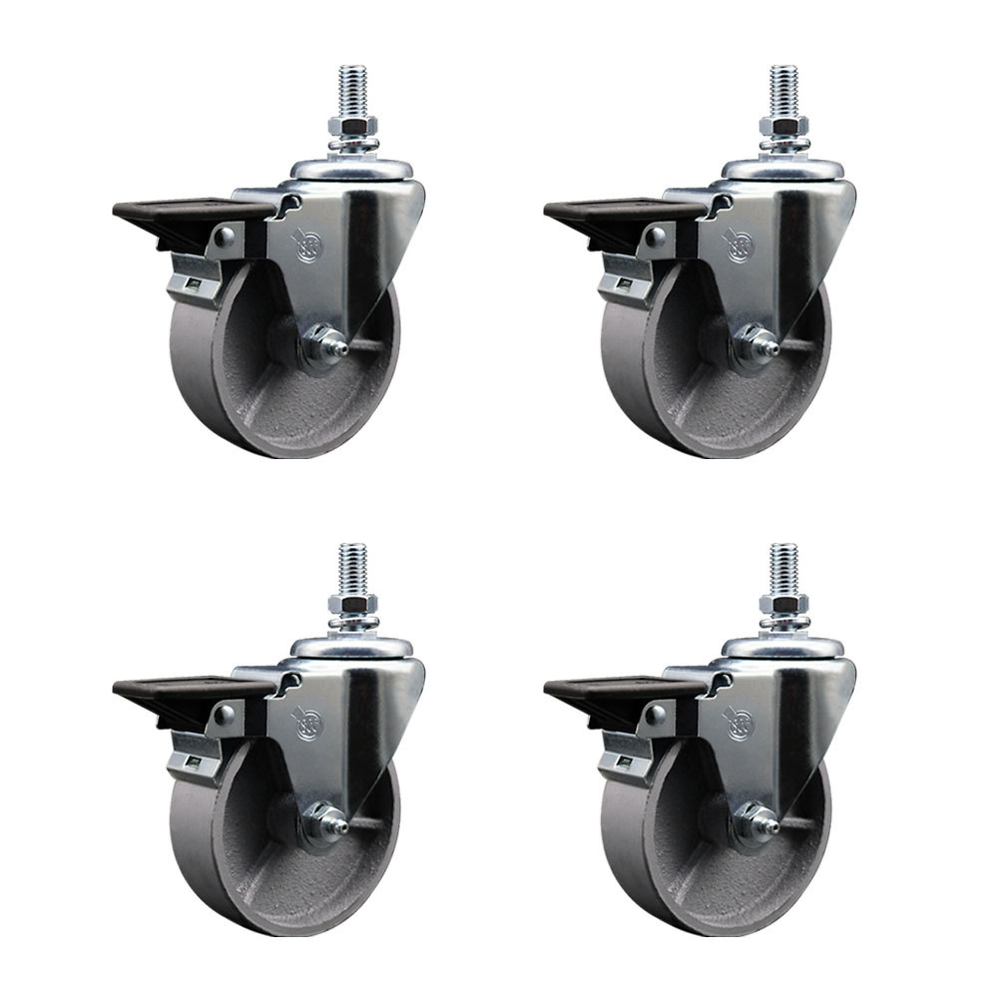 Service Caster, 4Inch x 1 1/4Inch Stem Casters, Wheel Diameter 4 in, Caster Type Swivel, Package (qty.) 4, Model SCC-TS20S414-SSS-PLB-M1015-4