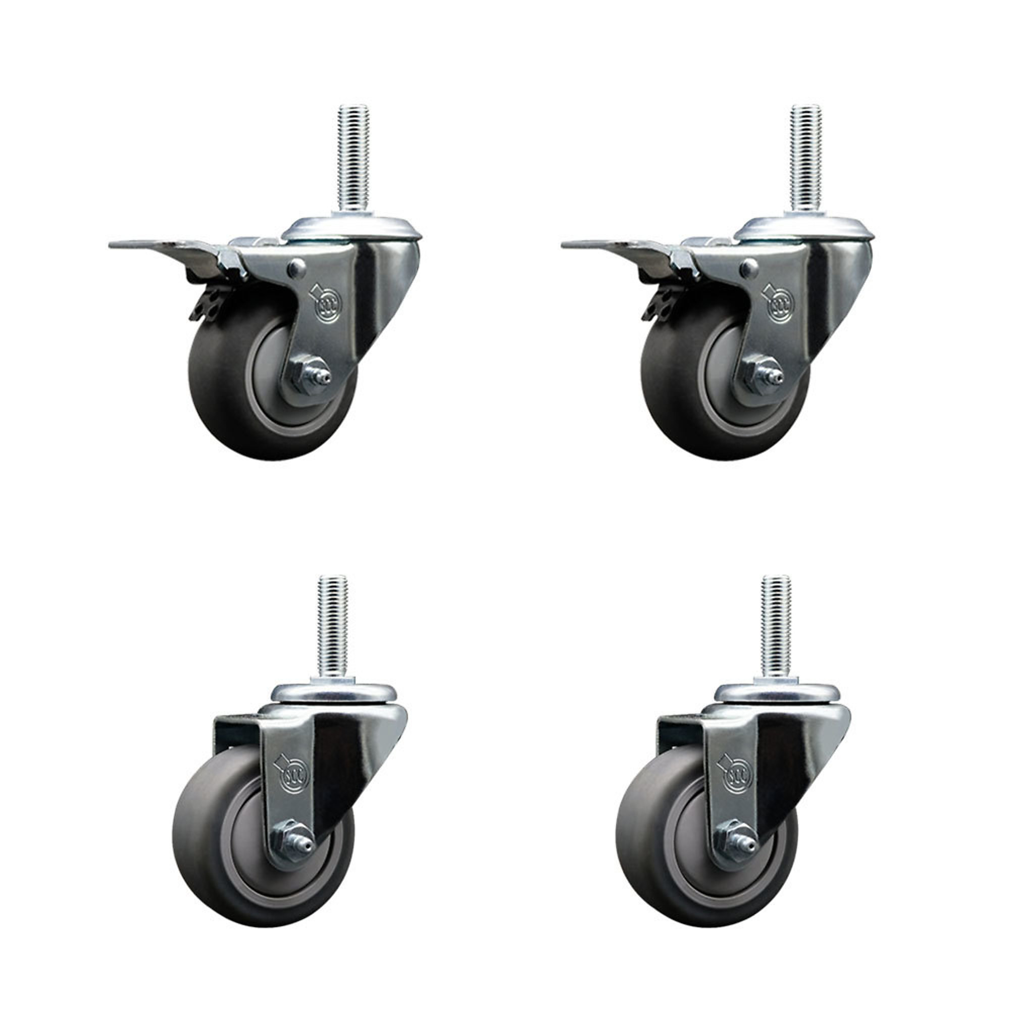 Service Caster, 3Inch x 1 1/4Inch Stem Casters, Wheel Diameter 3 in, Caster Type Swivel, Package (qty.) 4, Model SCC-TSTTL20S314-TPRB-34212-2-S-2