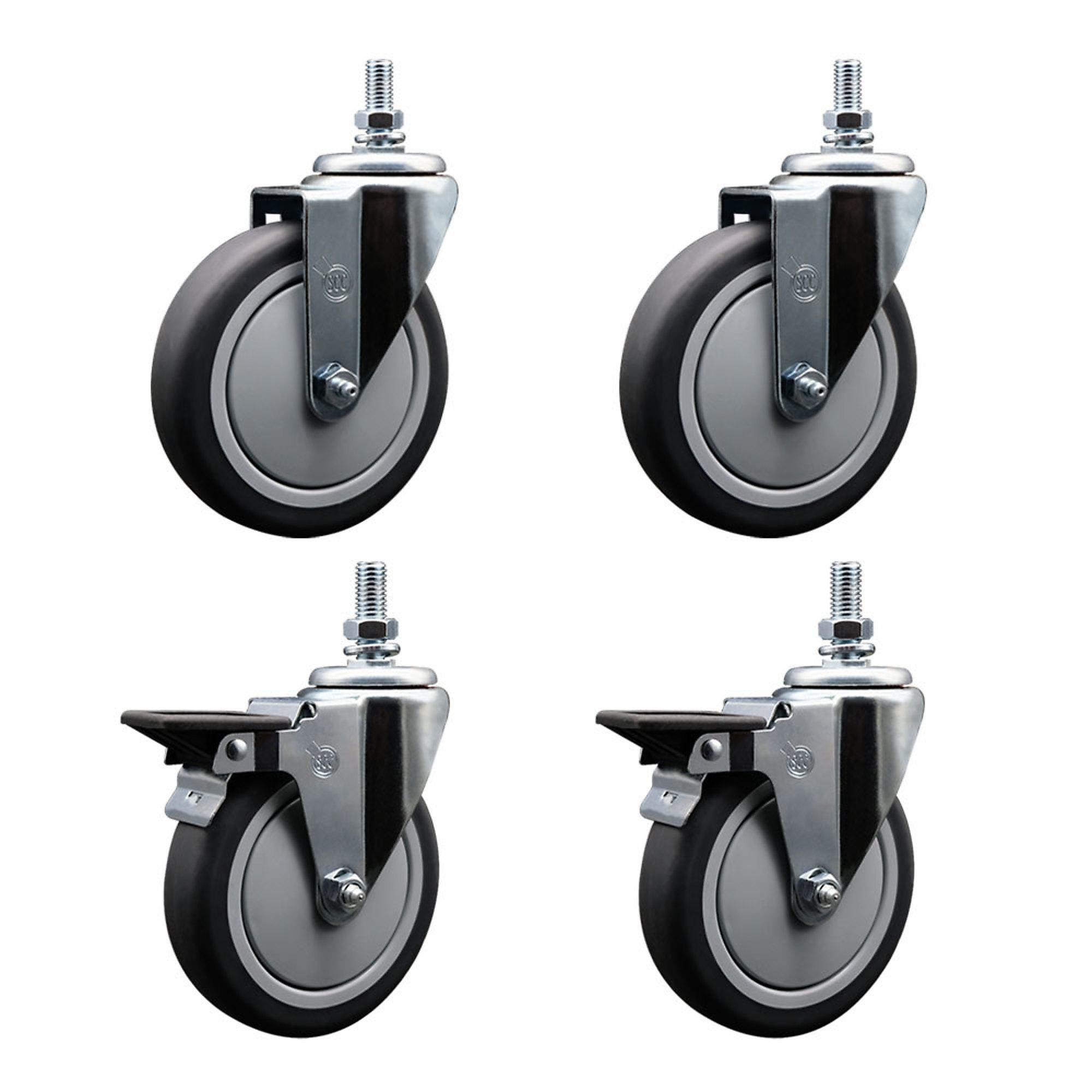 Service Caster, 6Inch x 1 1/4Inch Stem Casters, Wheel Diameter 6 in, Caster Type Swivel, Package (qty.) 4, Model SCC-TS20S614-TPRB-121315-2-PLB-2