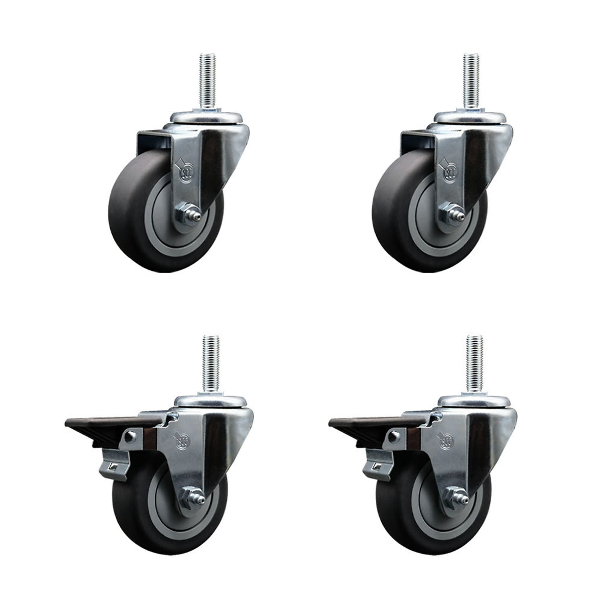 Service Caster, 3 1/2Inch x 1 1/4Inch Stem Casters, Wheel Diameter 3.5 in, Caster Type Swivel, Package (qty.) 4, Model SCC-TS20S3514-TPRB-34212-2-PLB-