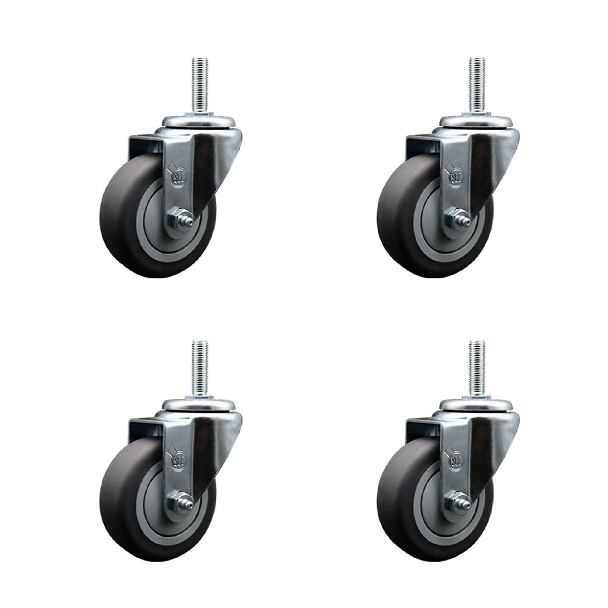 Service Caster, 3 1/2Inch x 1 1/4Inch Stem Casters, Wheel Diameter 3.5 in, Caster Type Swivel, Package (qty.) 4, Model SCC-TS20S3514-TPRB-34212-4