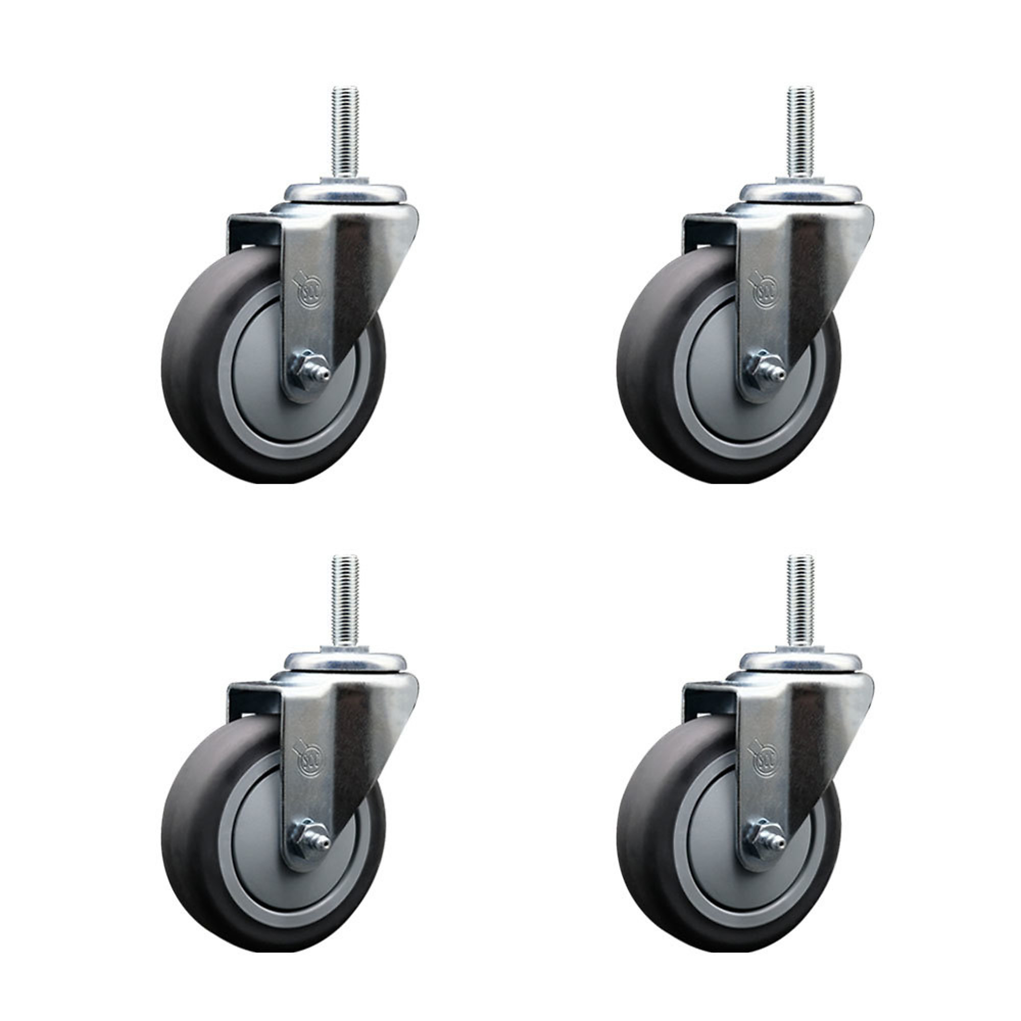 Service Caster, 4Inch x 1 1/4Inch Stem Casters, Wheel Diameter 4 in, Caster Type Swivel, Package (qty.) 4, Model SCC-TS20S414-TPRB-34212-4