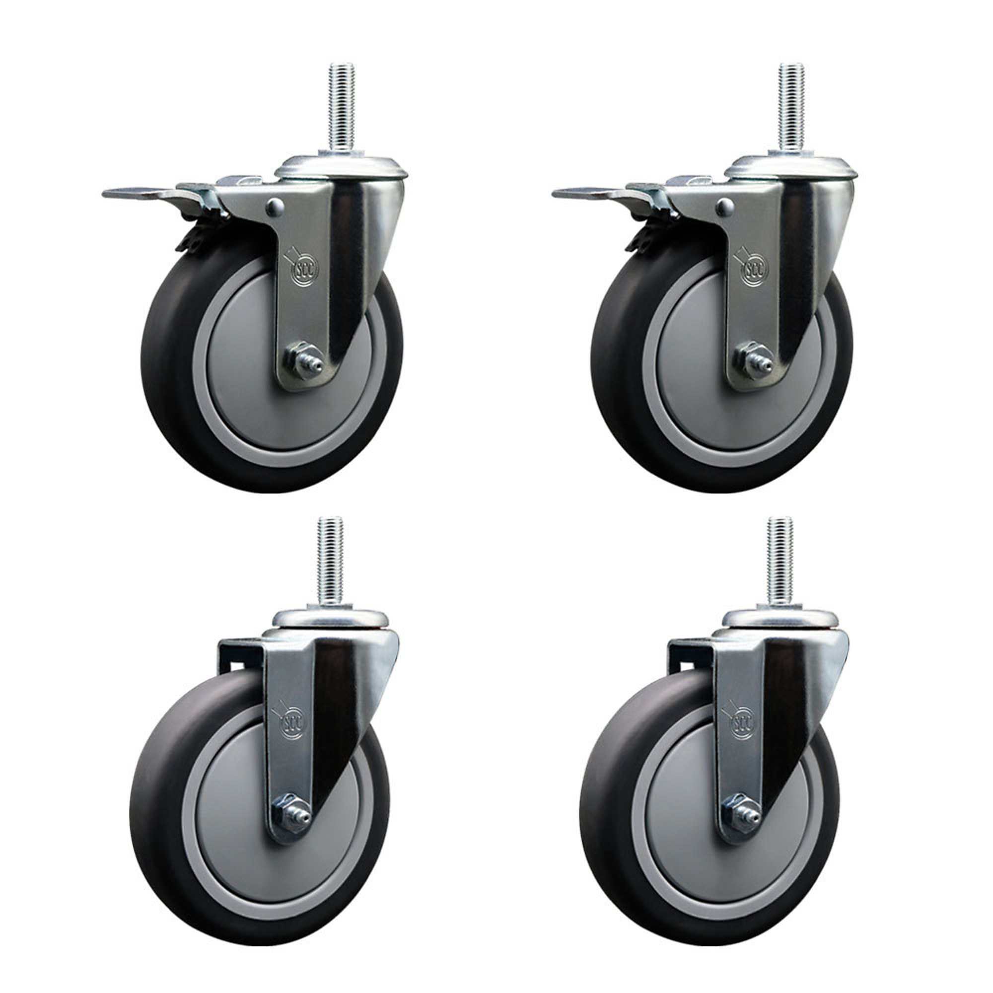 Service Caster, 5Inch x 1 1/4Inch Stem Casters, Wheel Diameter 5 in, Caster Type Swivel, Package (qty.) 4, Model SCC-TSTTL20S514-TPRB-34212-2-S-2