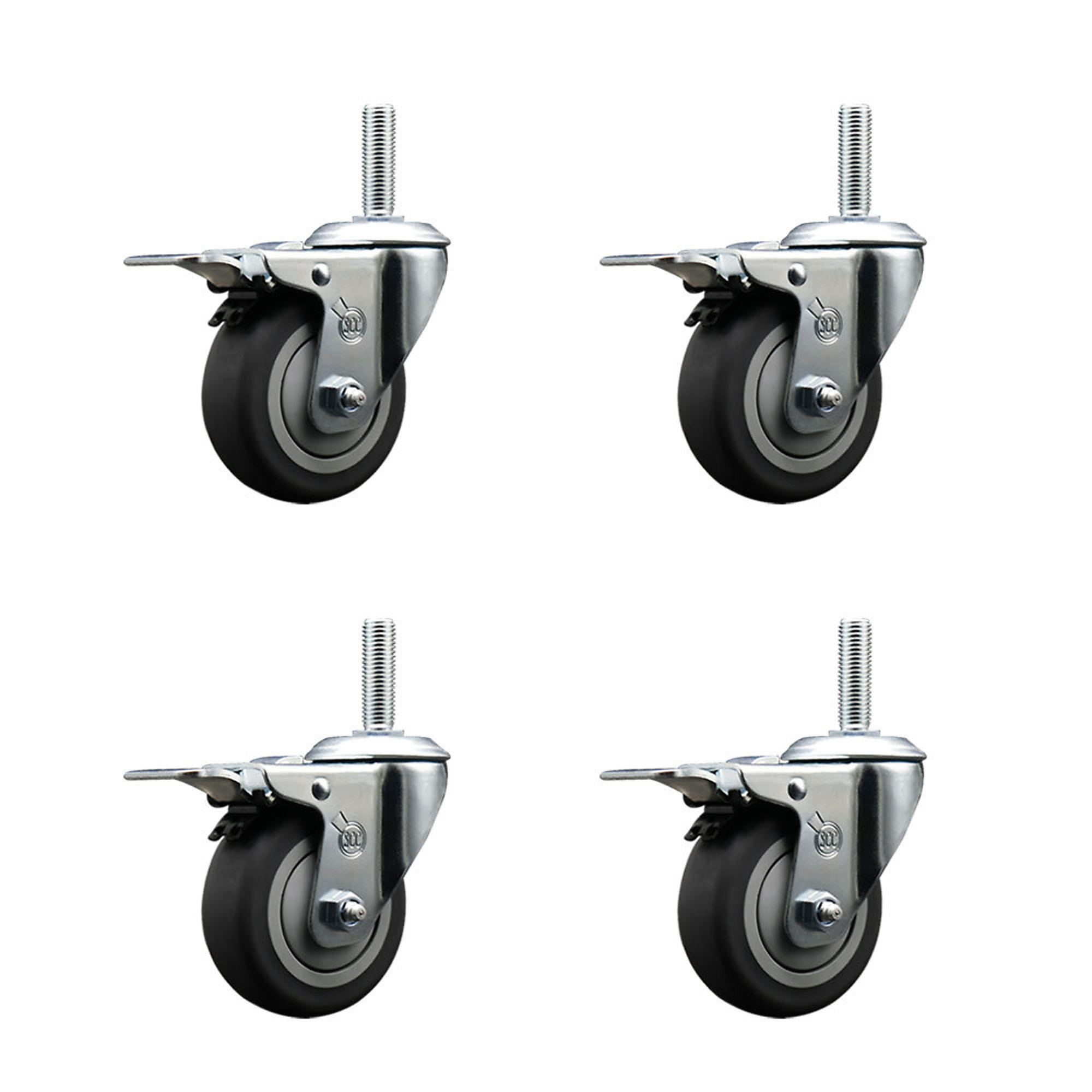 Service Caster, 3 1/2Inch x 1 1/4Inch Stem Casters, Wheel Diameter 3.5 in, Caster Type Swivel, Package (qty.) 4, Model SCC-TSTTL20S3514-TPRB-34212-4