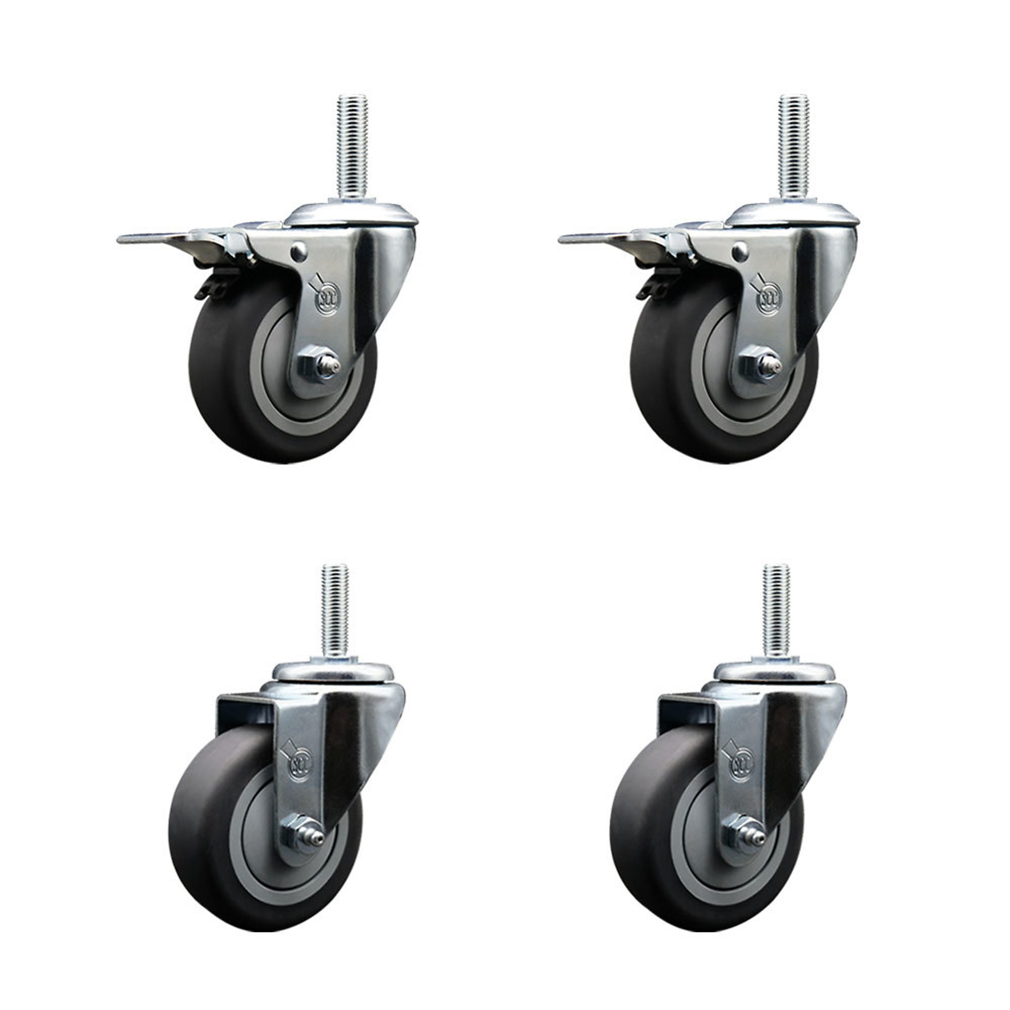 Service Caster, 3 1/2Inch x 1 1/4Inch Stem Casters, Wheel Diameter 3.5 in, Caster Type Swivel, Package (qty.) 4, Model SCC-TSTTL20S3514-TPRB-34212-2-S