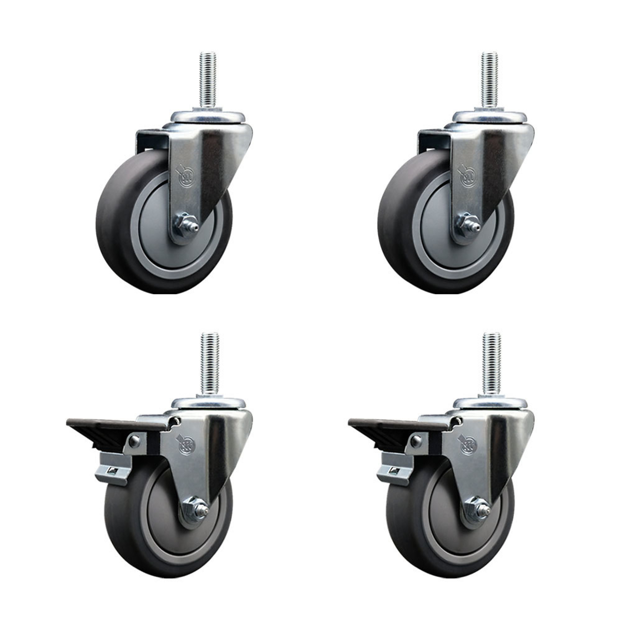 Service Caster, 4Inch x 1 1/4Inch Stem Casters, Wheel Diameter 4 in, Caster Type Swivel, Package (qty.) 4, Model SCC-TS20S414-TPRB-34212-2-PLB-2