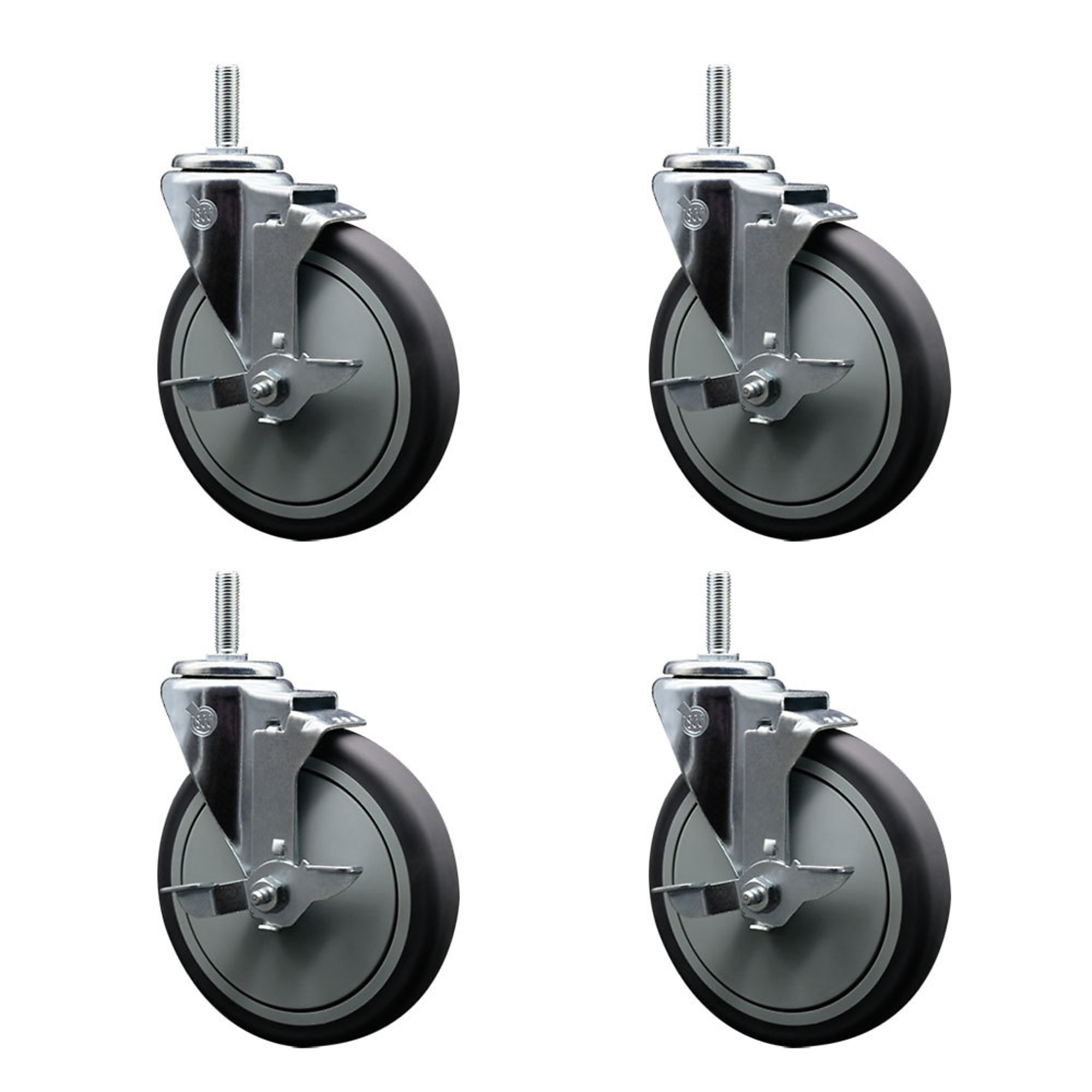 Service Caster, 6Inch x 1 1/4Inch Stem Casters, Wheel Diameter 6 in, Caster Type Swivel, Package (qty.) 4, Model SCC-TS20S614-TPRB-TLB-34212-4