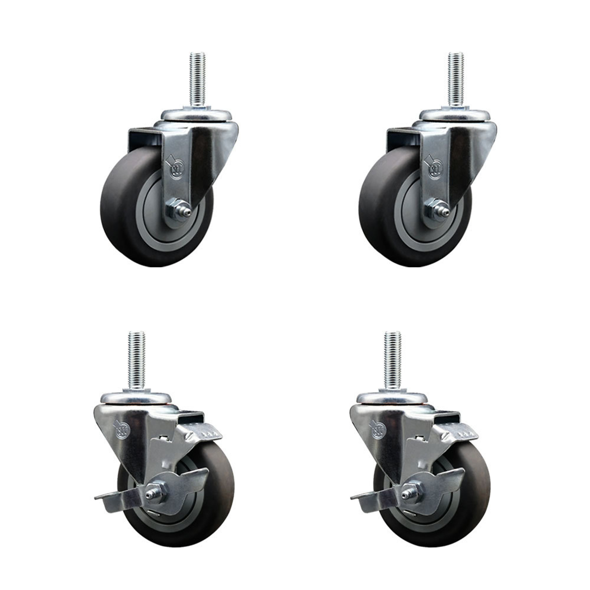 Service Caster, 3 1/2Inch x 1 1/4Inch Stem Casters, Wheel Diameter 3.5 in, Caster Type Swivel, Package (qty.) 4, Model SCC-TS20S3514-TPRB-34212-2-TLB-