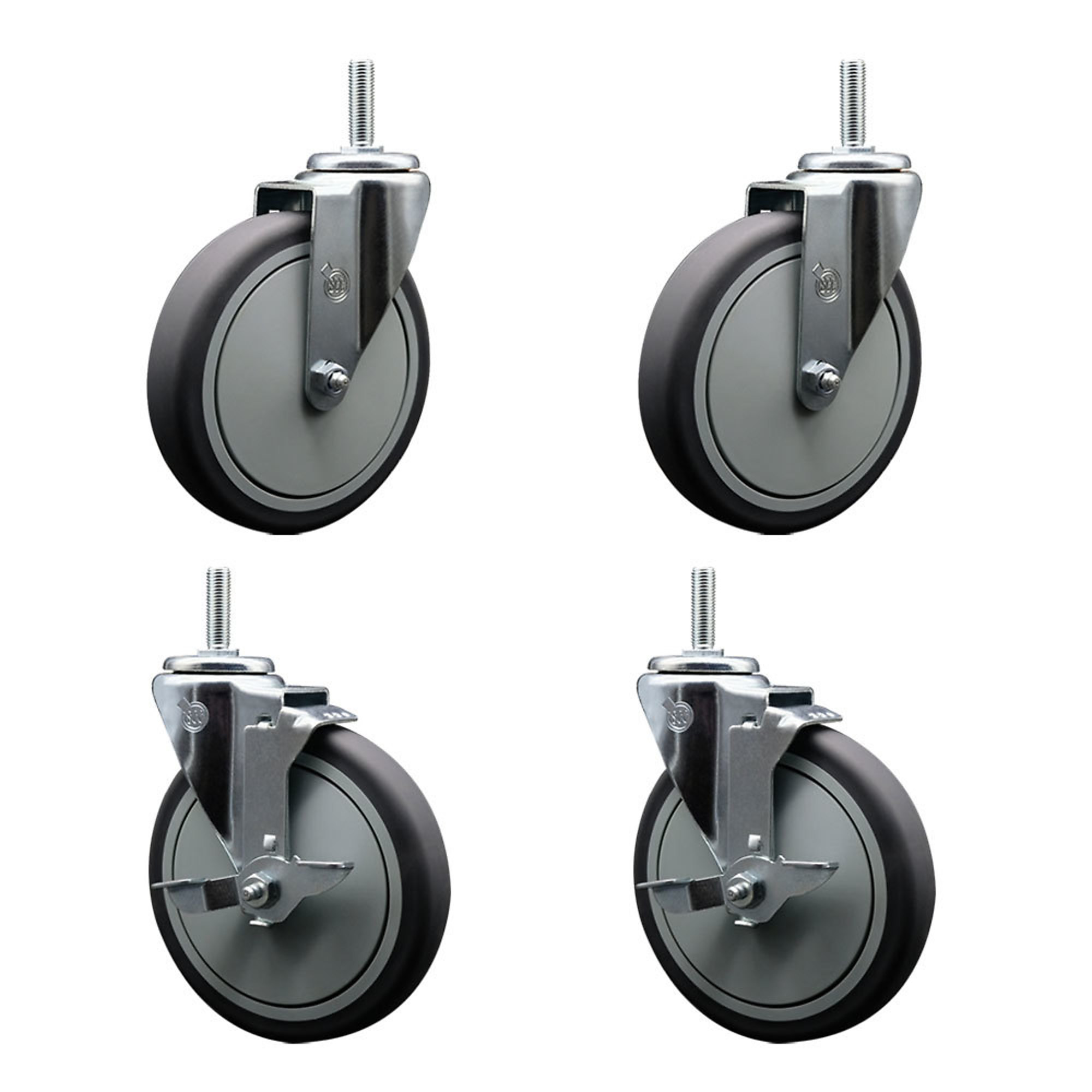 Service Caster, 6Inch x 1 1/4Inch Stem Casters, Wheel Diameter 6 in, Caster Type Swivel, Package (qty.) 4, Model SCC-TS20S614-TPRB-34212-2-TLB-2