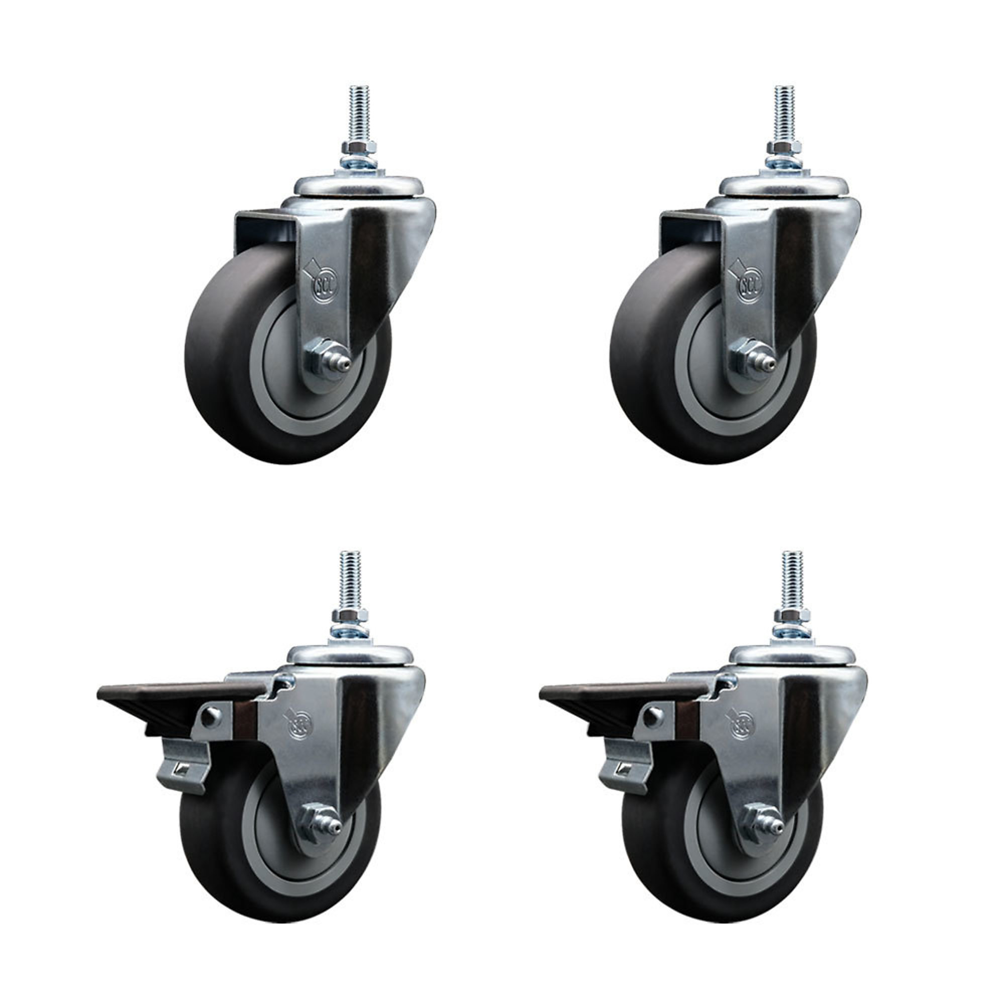 Service Caster, 3 1/2Inch x 1 1/4Inch Stem Casters, Wheel Diameter 3.5 in, Caster Type Swivel, Package (qty.) 4, Model SCC-TS20S3514-TPRB-381615-2-PLB