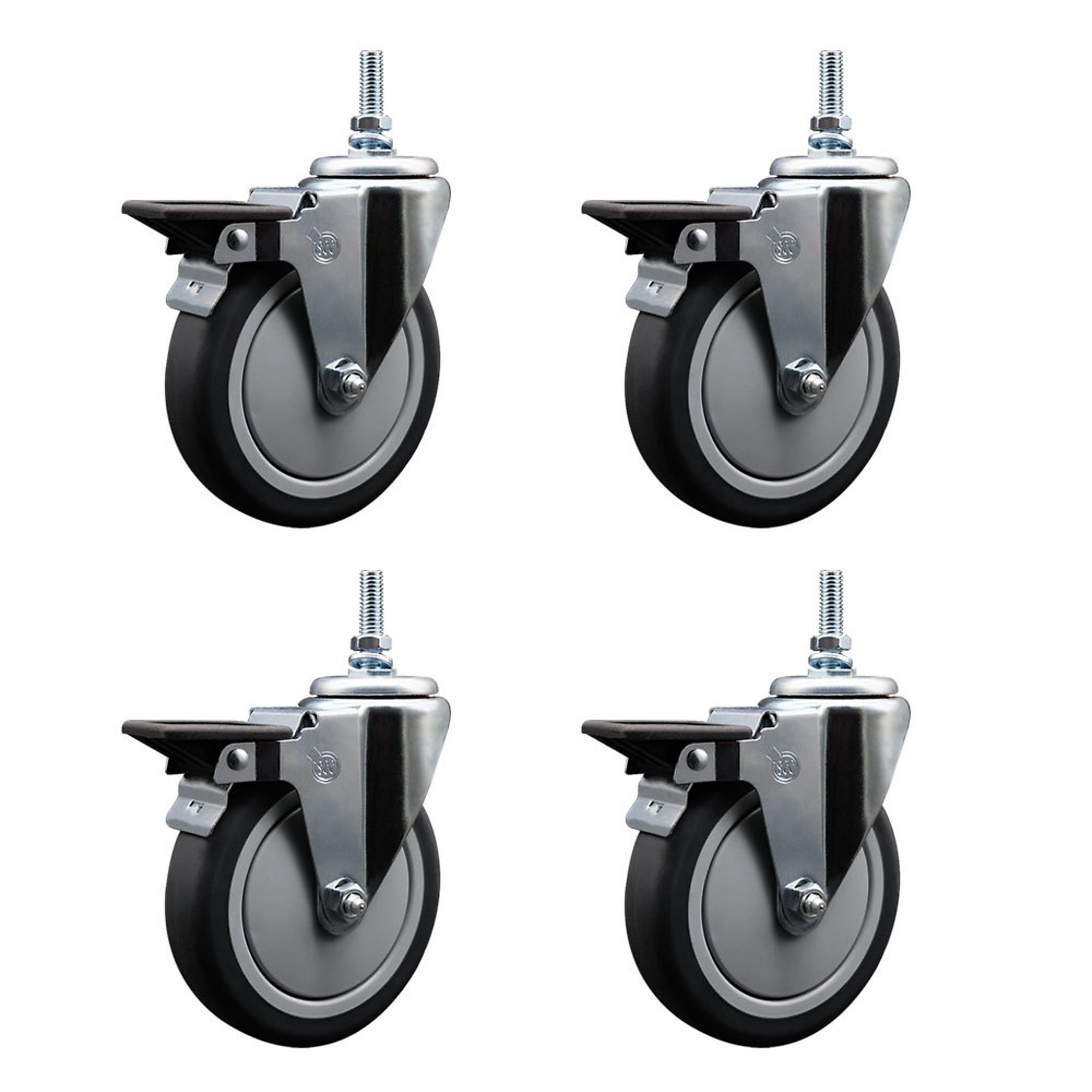 Service Caster, 6Inch x 1 1/4Inch Stem Casters, Wheel Diameter 6 in, Caster Type Swivel, Package (qty.) 4, Model SCC-TS20S614-TPRB-PLB-381615-4