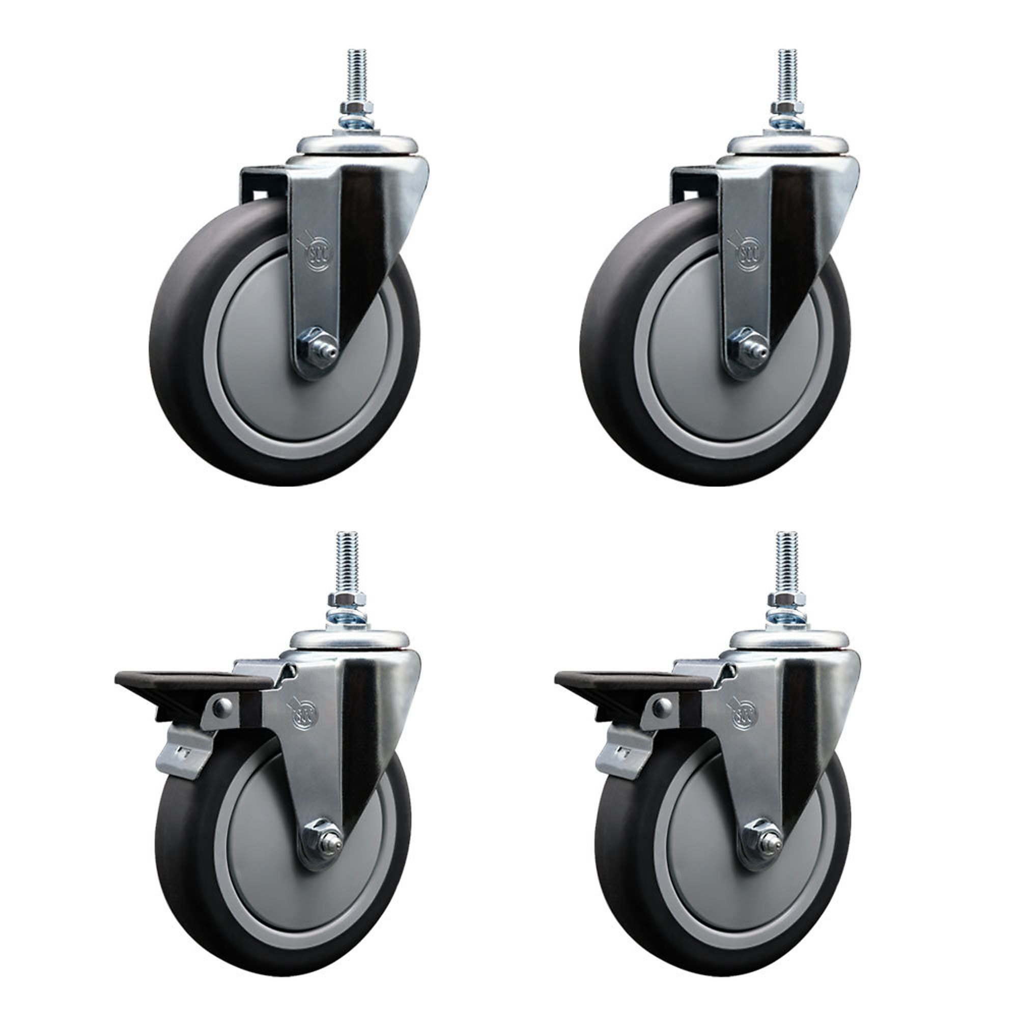 Service Caster, 6Inch x 1 1/4Inch Stem Casters, Wheel Diameter 6 in, Caster Type Swivel, Package (qty.) 4, Model SCC-TS20S614-TPRB-381615-2-PLB-2