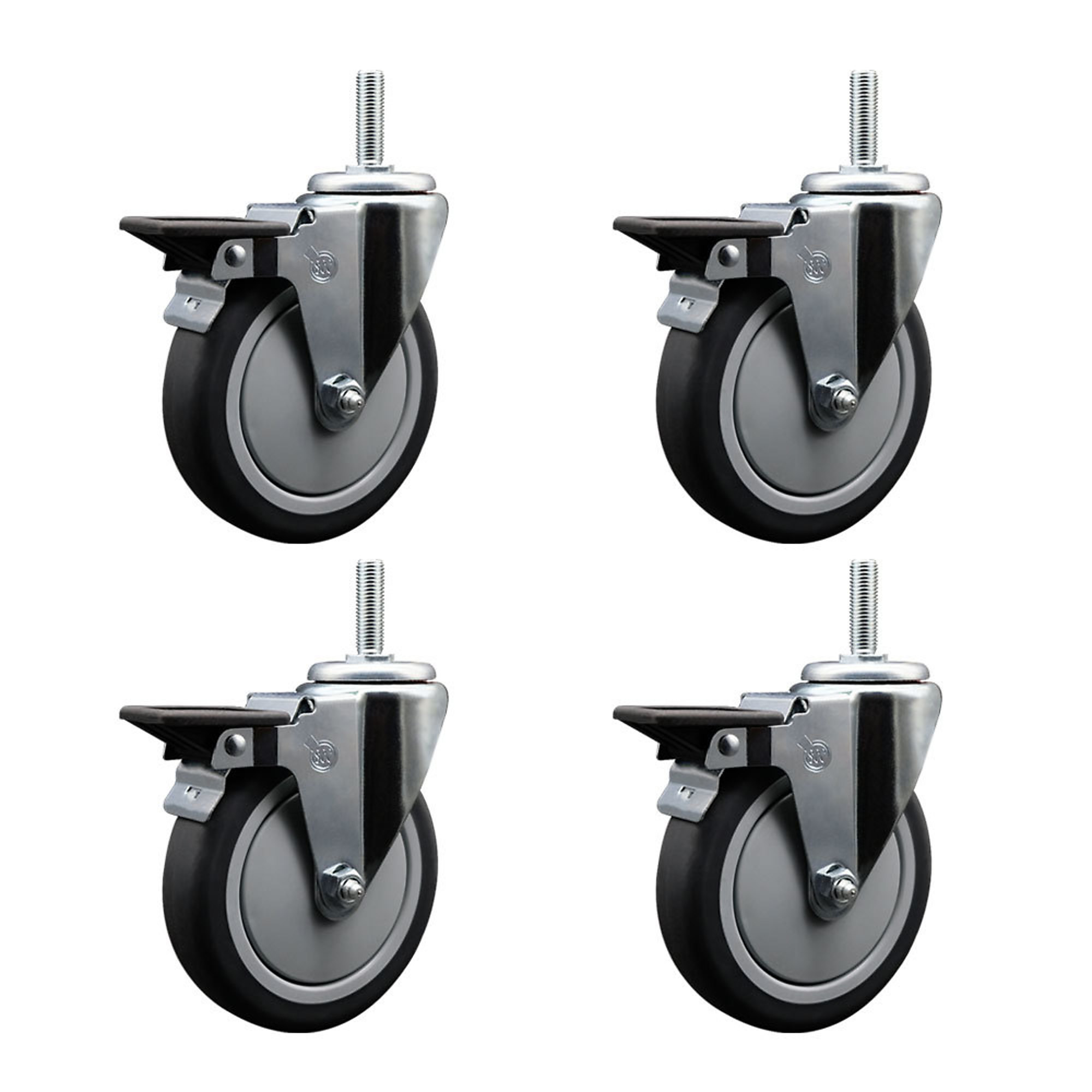 Service Caster, 5Inch x 1 1/4Inch Stem Casters, Wheel Diameter 5 in, Caster Type Swivel, Package (qty.) 4, Model SCC-TS20S514-TPRB-PLB-58212-4