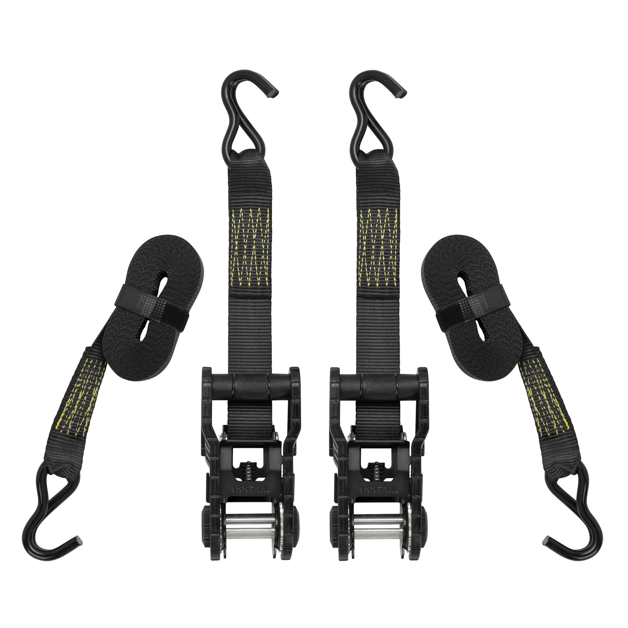 Smart Straps, 14ft. 5000lb Tactical Ratchet Tie Down 2Pk Yellow, Working Load 1667 lb, Length 168 in, Material Polyester, Model 4714