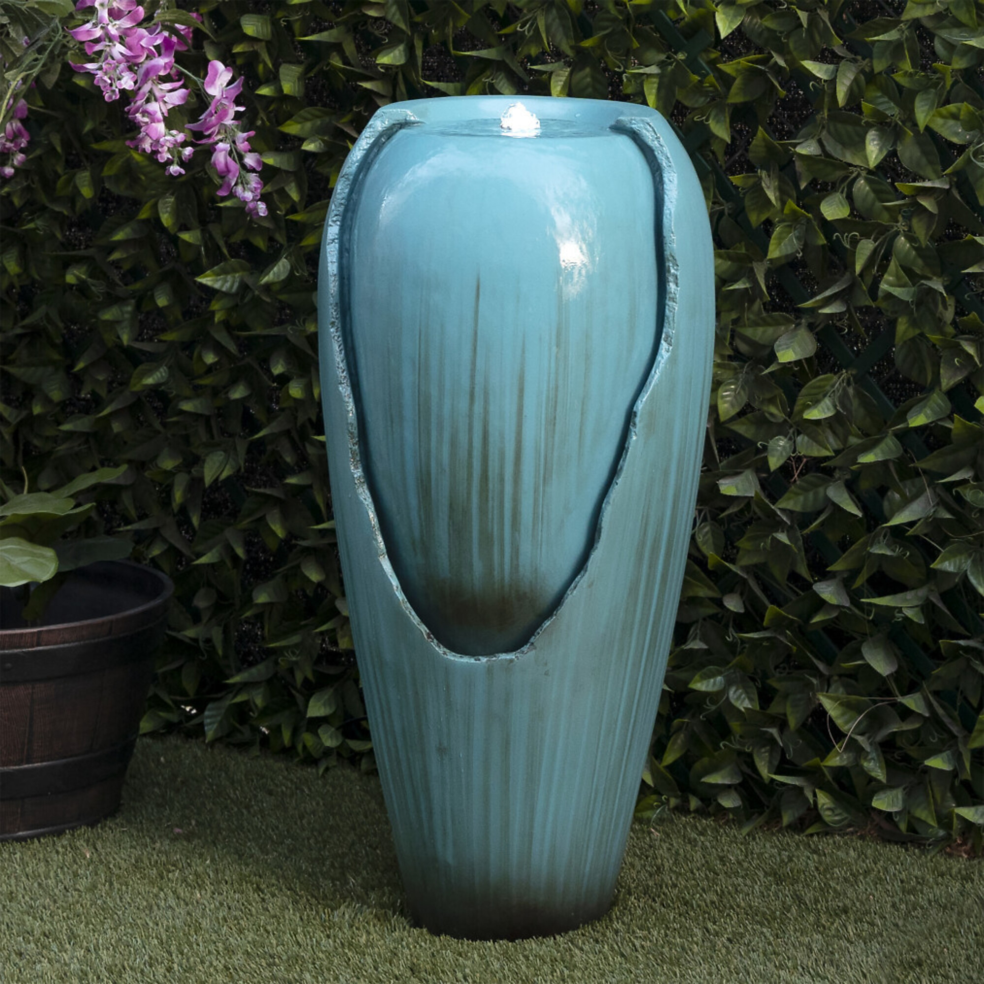 Alpine Corporation, Jar Fountain with LED Lights - Teal, Volts 120 Power Cord Length 6 ft, Model DIG100XS