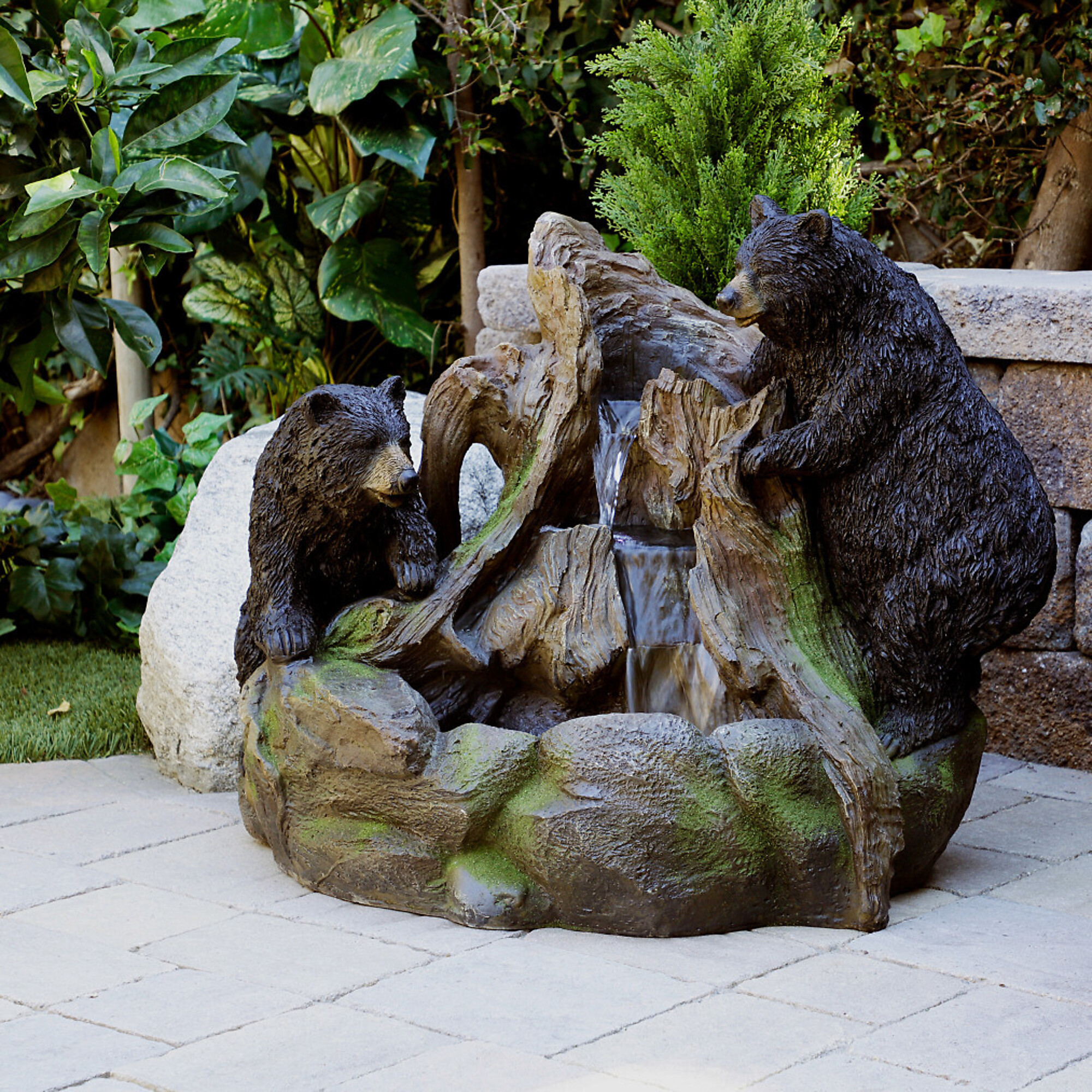 Alpine Corporation, 2 Bears Climbing Fountain with LED Lights, Volts 120 Power Cord Length 6.5 ft, Model GXT252