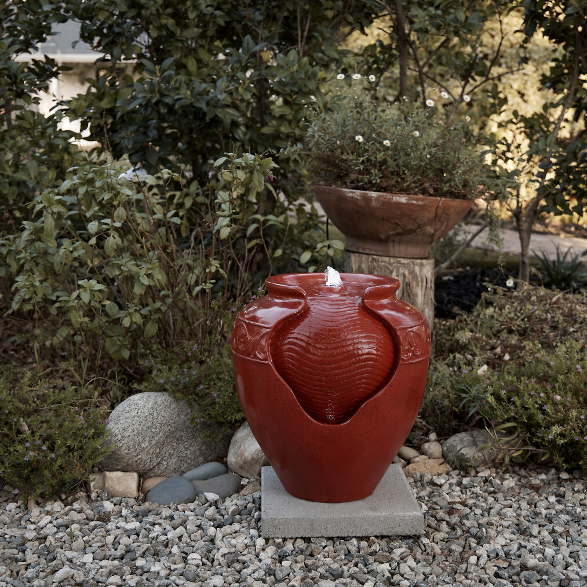 Alpine Corporation, Cherry Red Vase Fountain with LED Lights, Volts 120, Power Cord Length 6 ft, Model TVH214RD