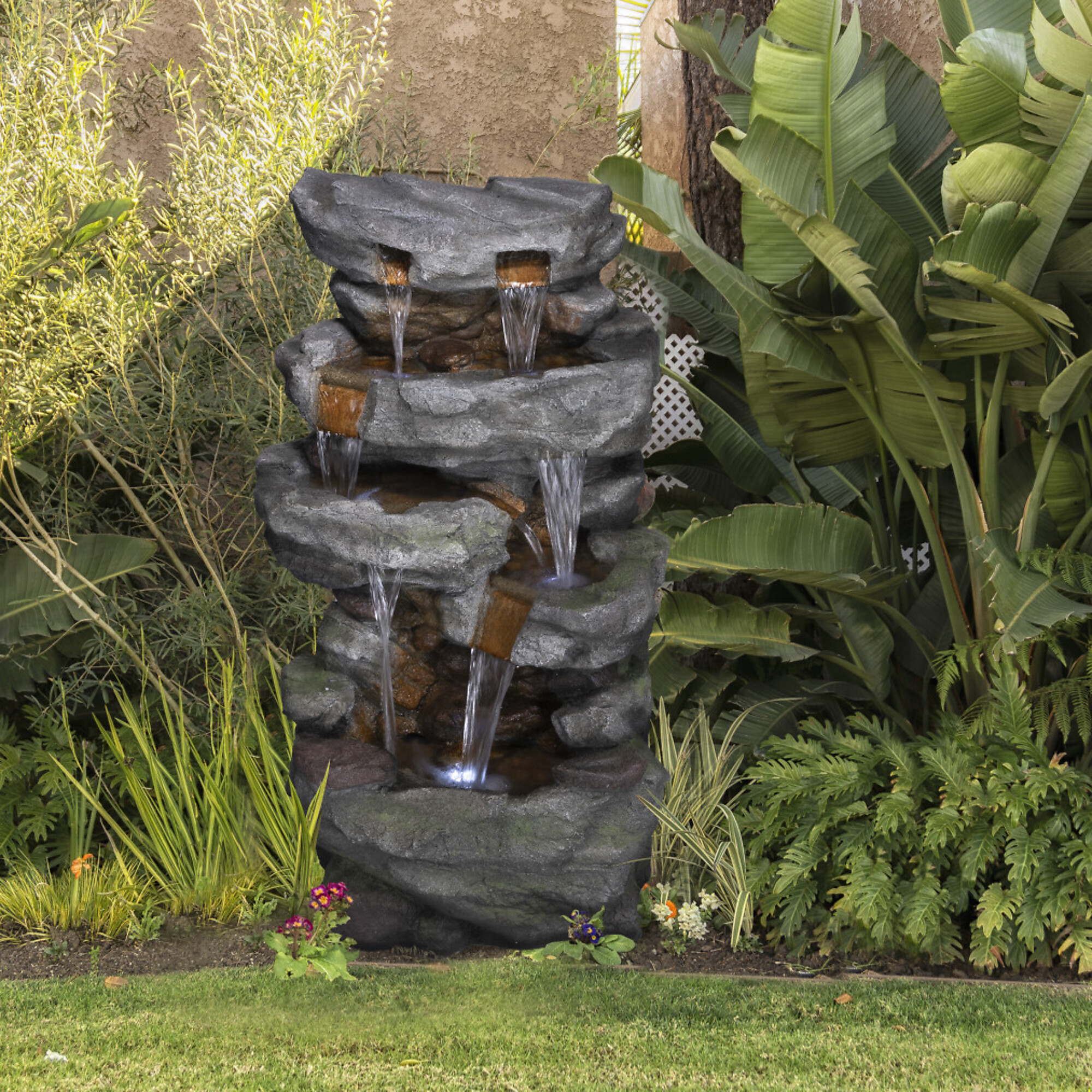 Alpine Corporation, Tiered Stone Stream Fountain, Volts 120, Power Cord Length 6 ft, Model TZL284