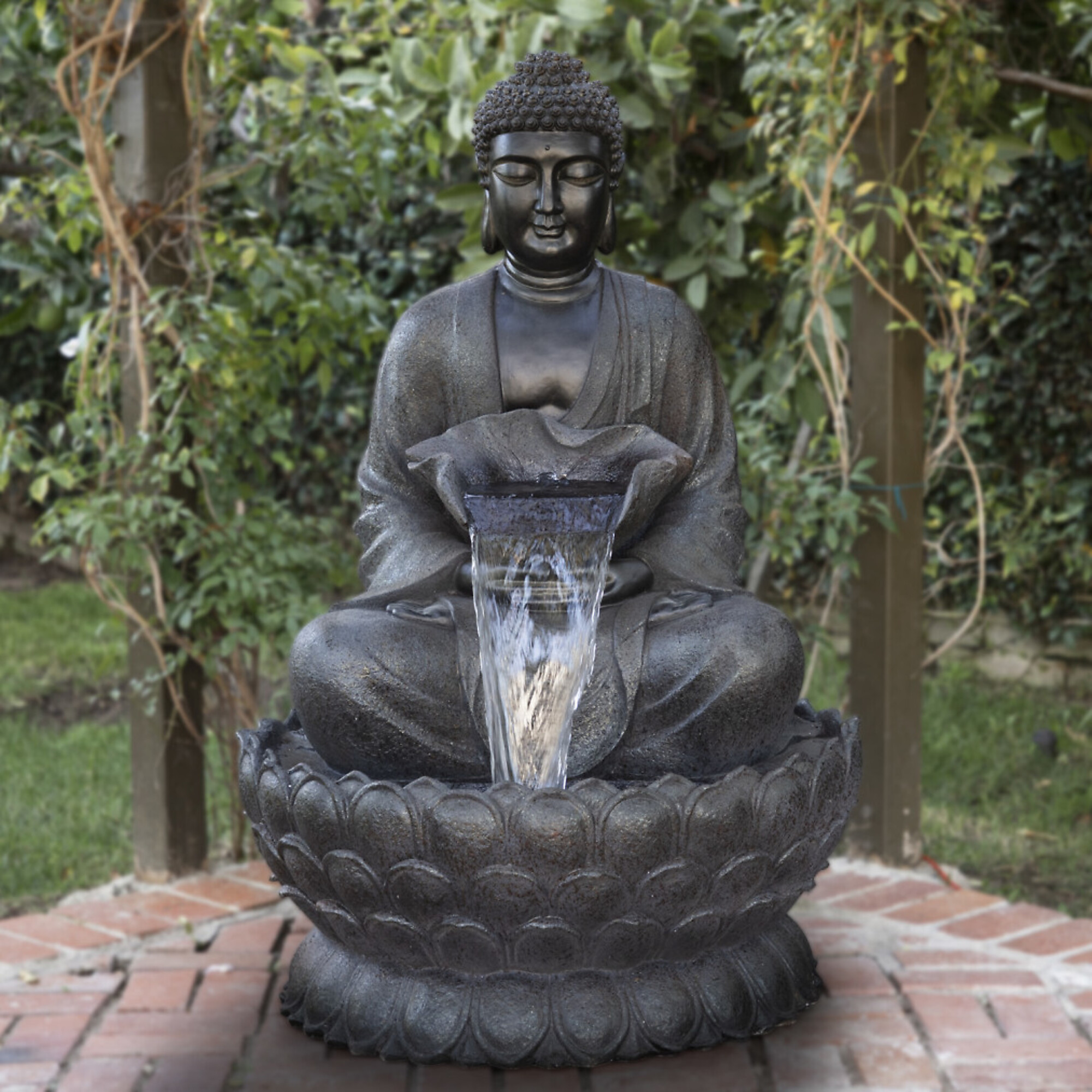 Alpine Corporation, Buddha Zen Fountain with LED Light, Volts 120 Power Cord Length 8 ft, Model WIN1170