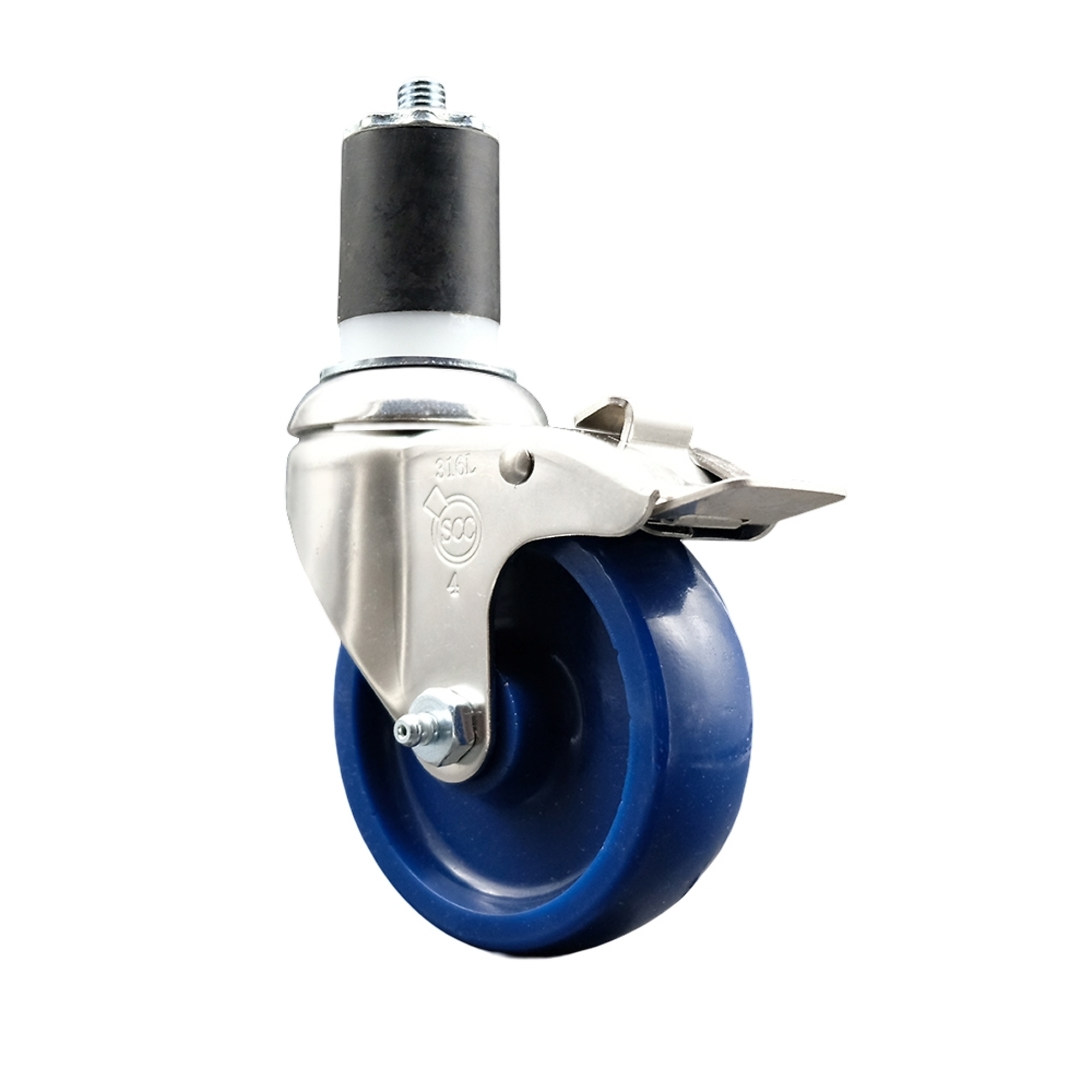 Service Caster, 4Inch x 1 1/4Inch Stem Caster, Wheel Diameter 4 in, Caster Type Swivel, Package (qty.) 1, Model SCC-SS316TTLEX20S414-SPUS-178